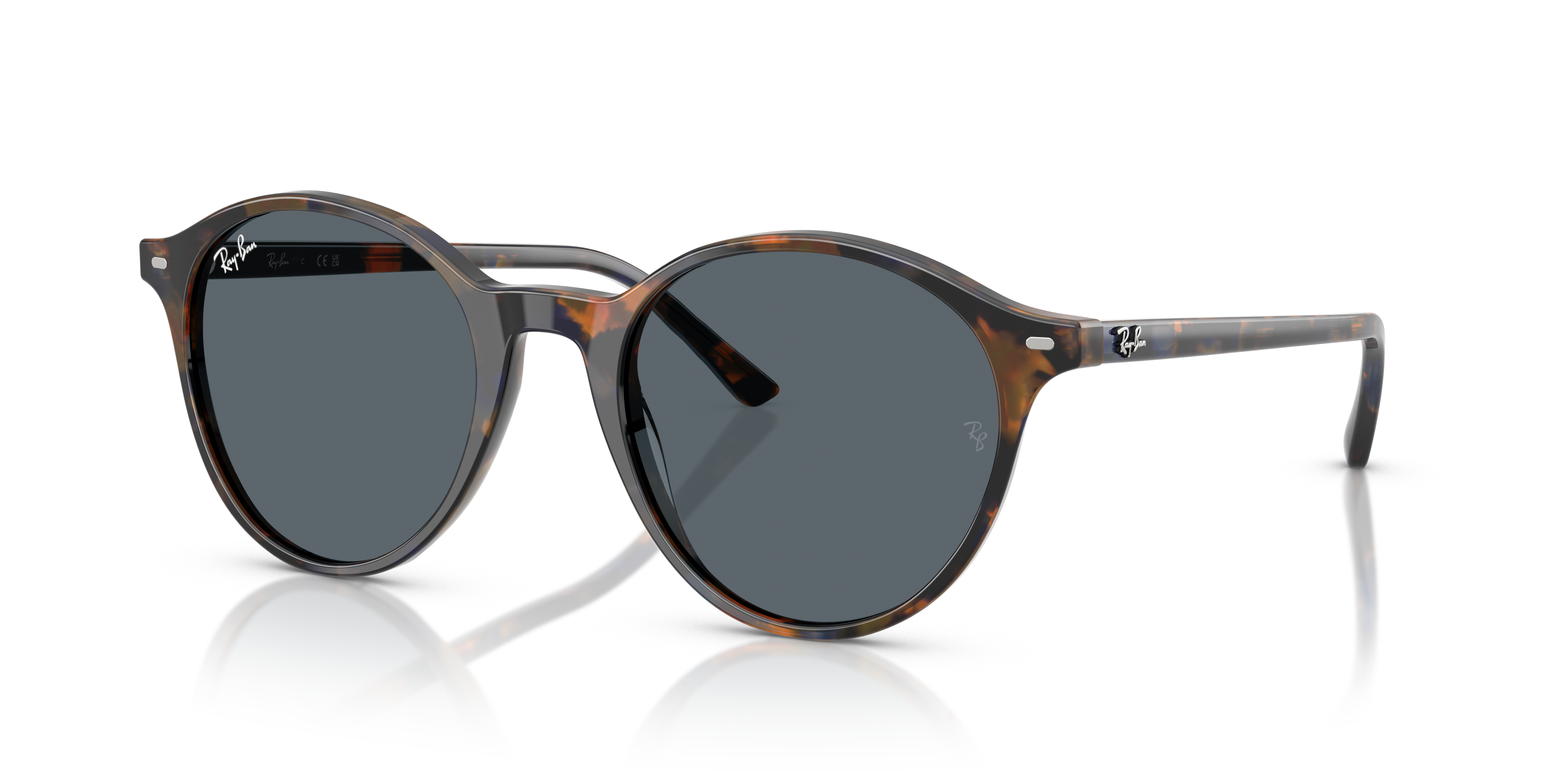 Occhiali da sole Ray-Ban Bernard 0RB2230 con montatura Havana Giallo e Blu, visti frontalmente, su sfondo chiaro.