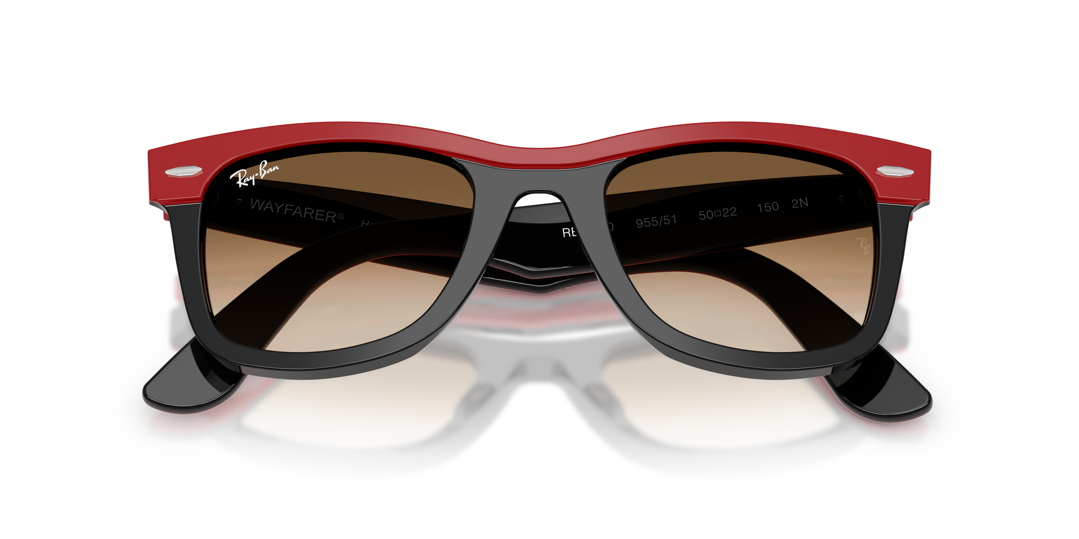 Occhiali da sole Ray-Ban Wayfarer 0RB2240 Black On Transparent, montatura nera lucida esterna e trasparente interna, lenti sc