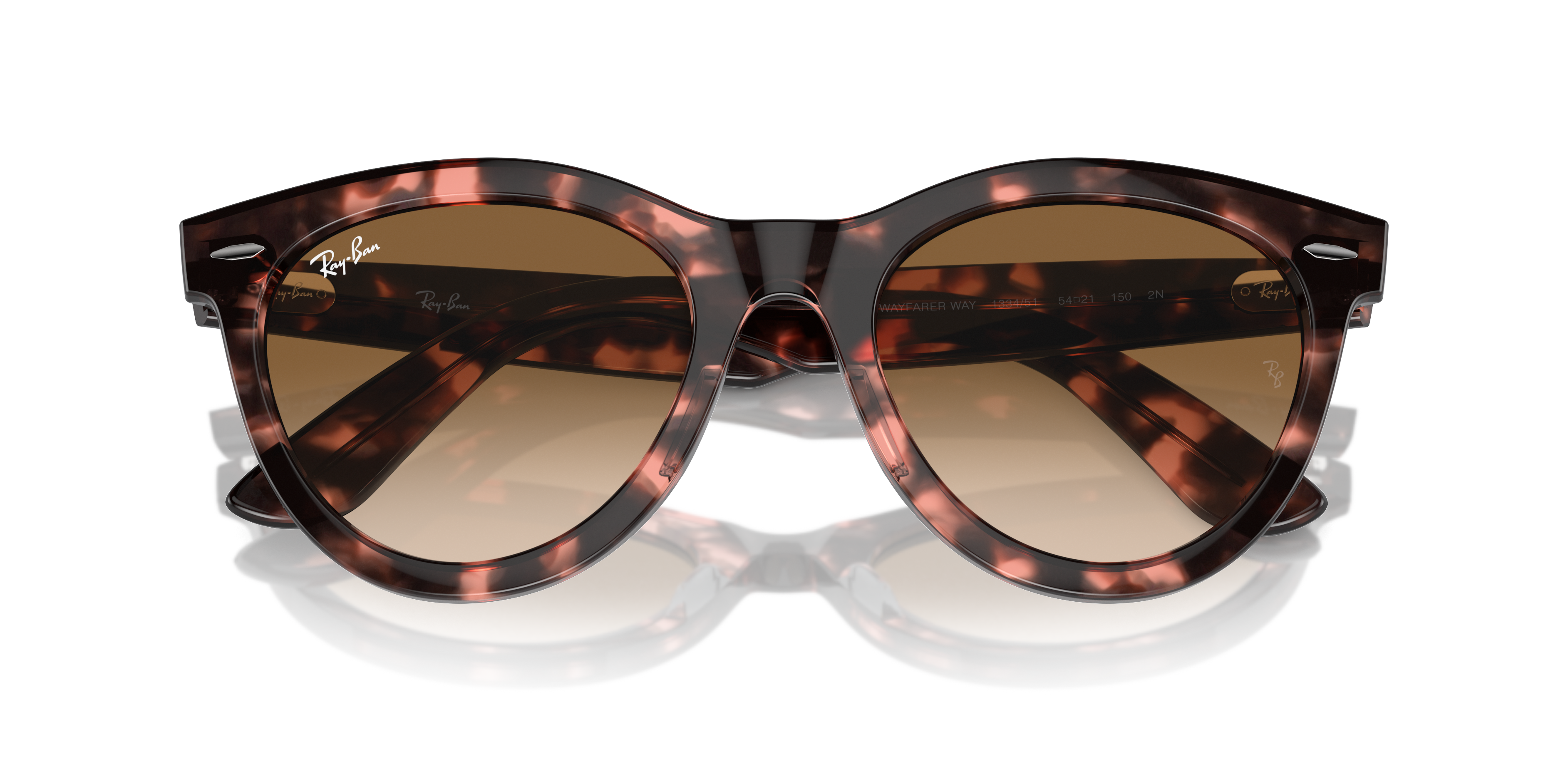Occhiali da sole Ray-Ban Wayfarer Way 0RB2241 Yellow Havana, vista frontale su sfondo neutro che mostra la montatura gialla m