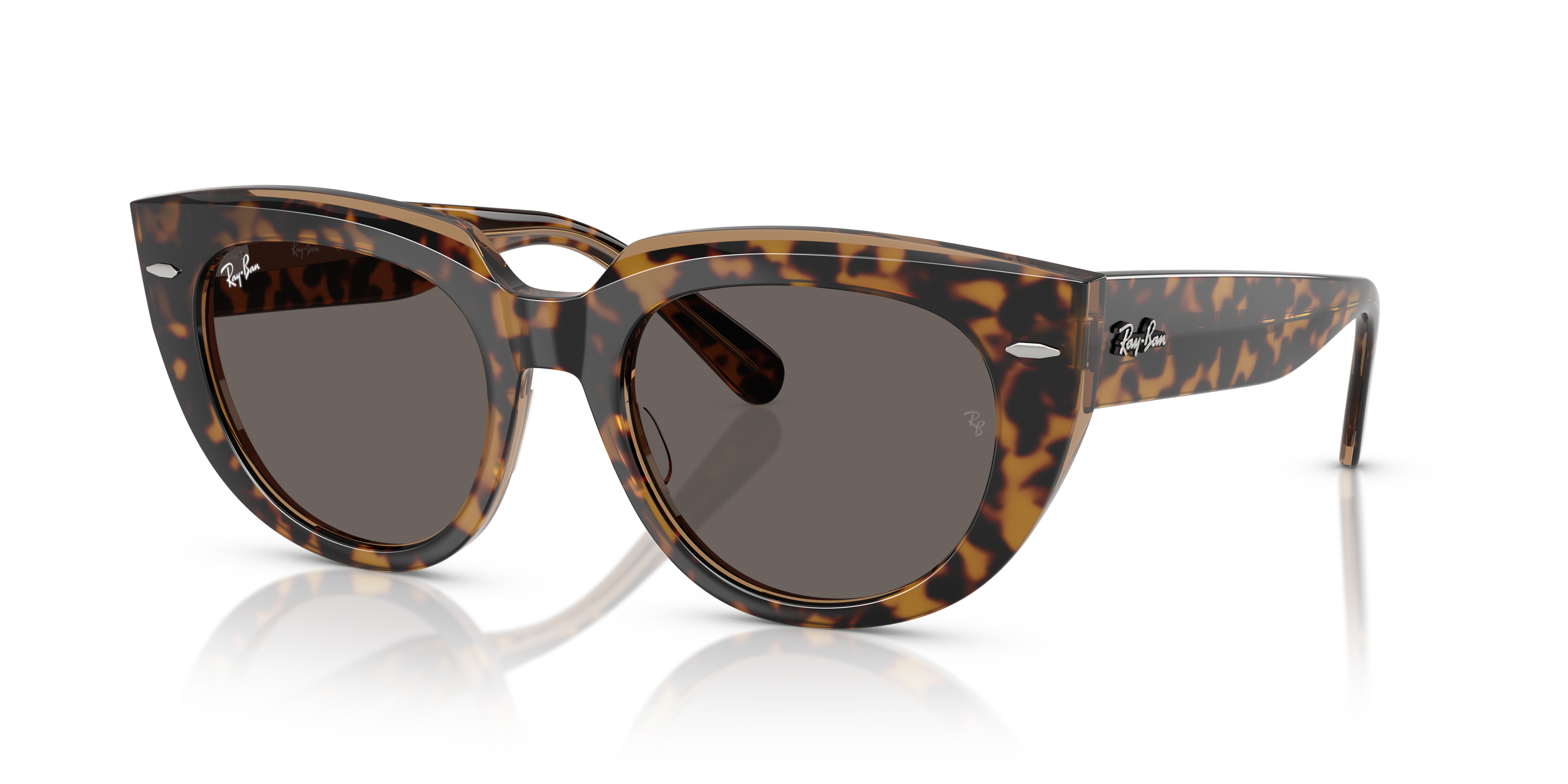 Occhiali da sole Ray-Ban Doreen 0RB2286 da donna, colore Havana su Marrone Trasparente, con lenti marroni, visti frontalmente