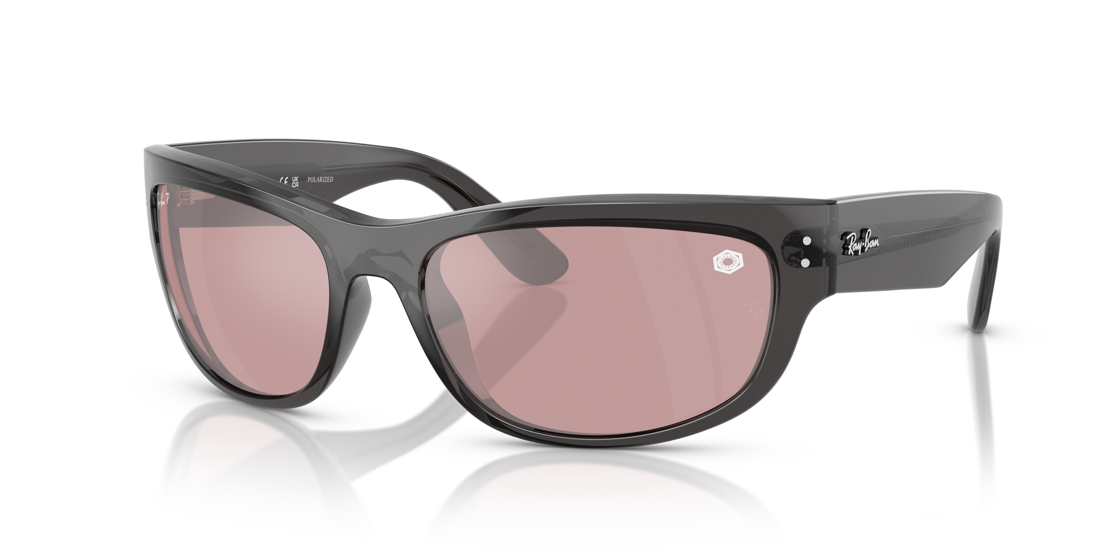 Occhiali da sole Ray-Ban Mega Balorama 0RB2289 Transparent Black, vista frontale su sfondo neutro