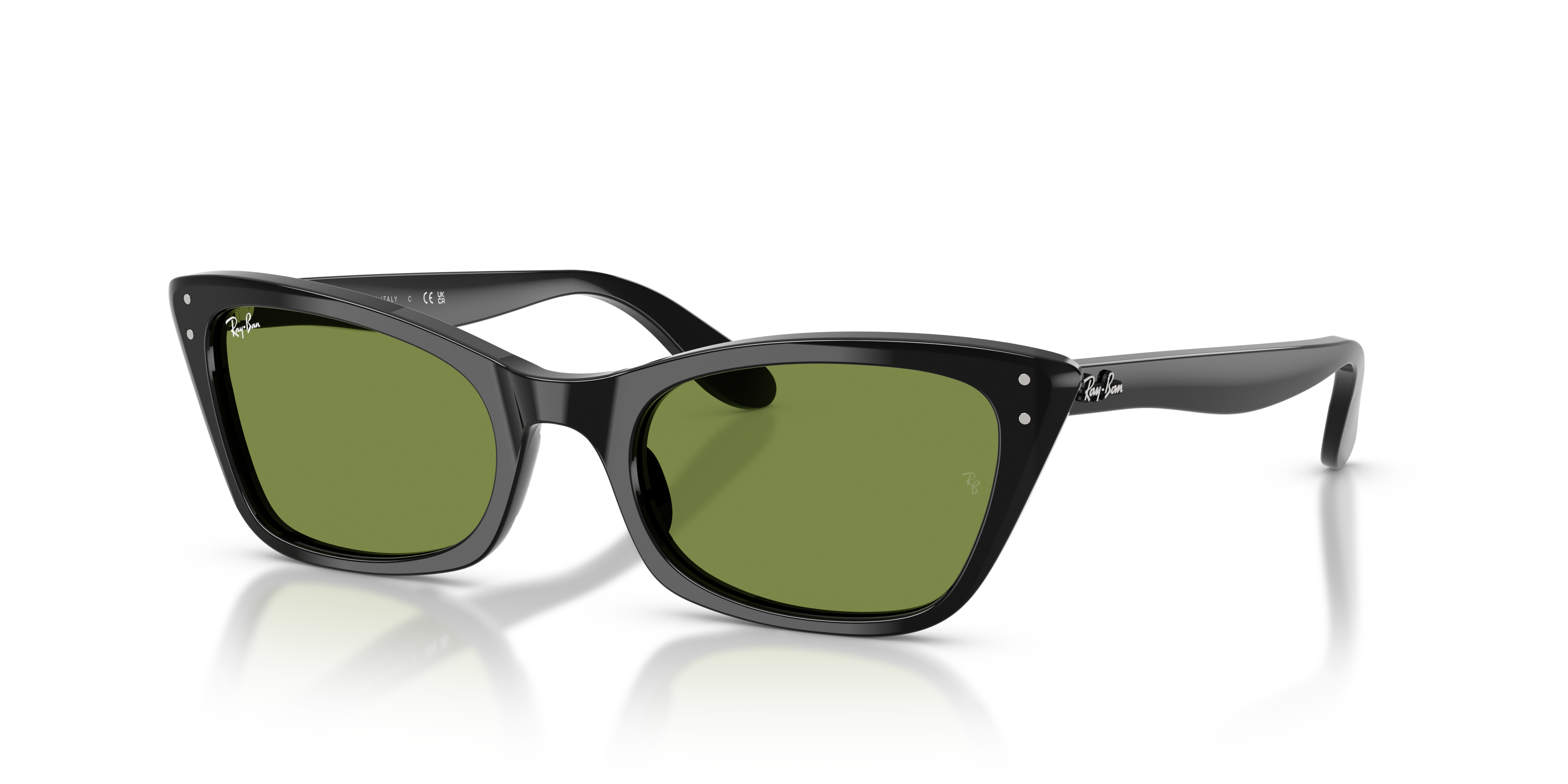 Occhiali da sole Ray-Ban Lady Burbank 0RB2299 neri indossati da una donna, con montatura in acetato lucido e lenti scure.