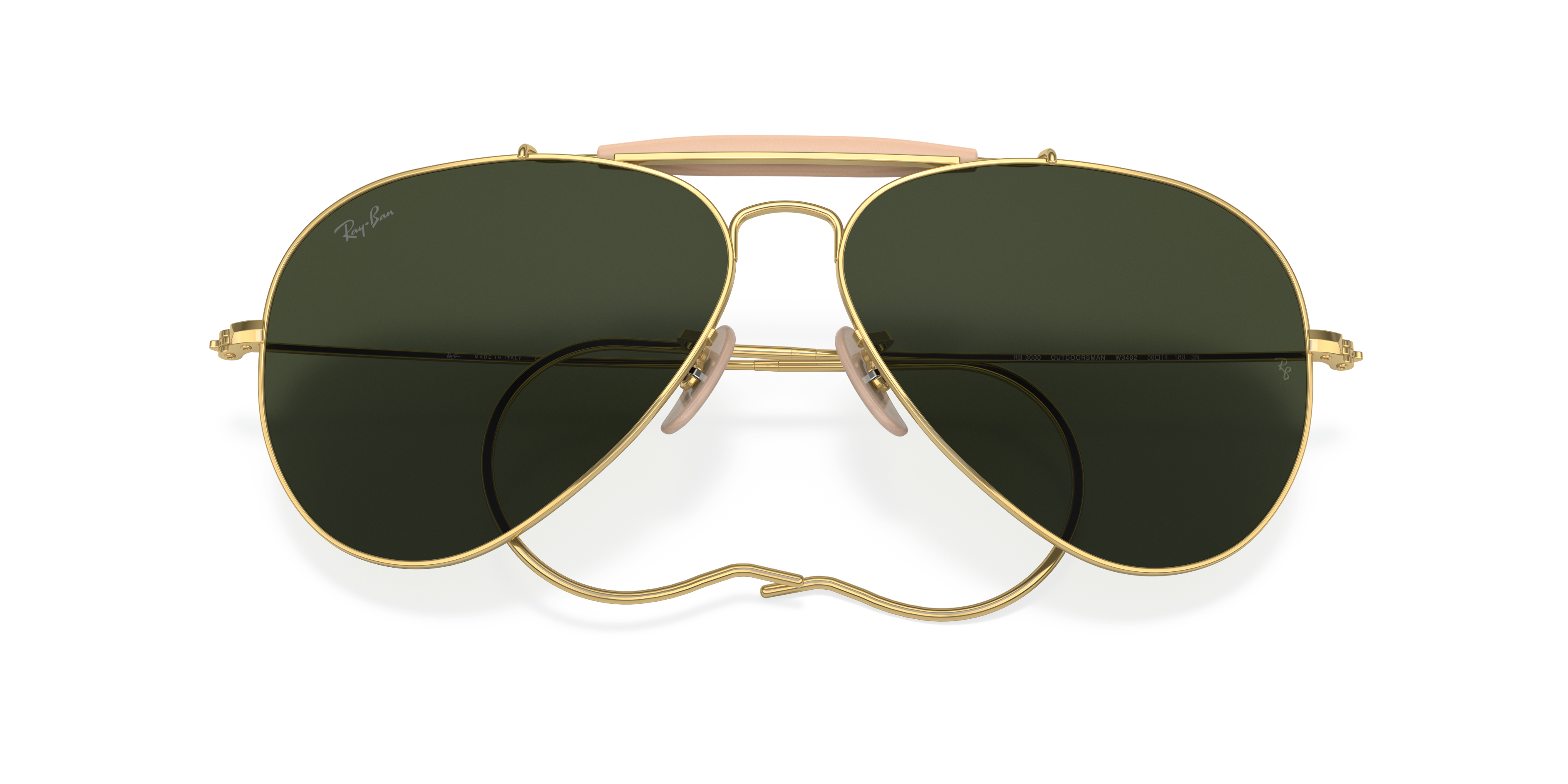 Occhiali da sole Ray-Ban Outdoorsman I 0RB3030 neri con montatura in metallo, lenti scure e barra frontale.