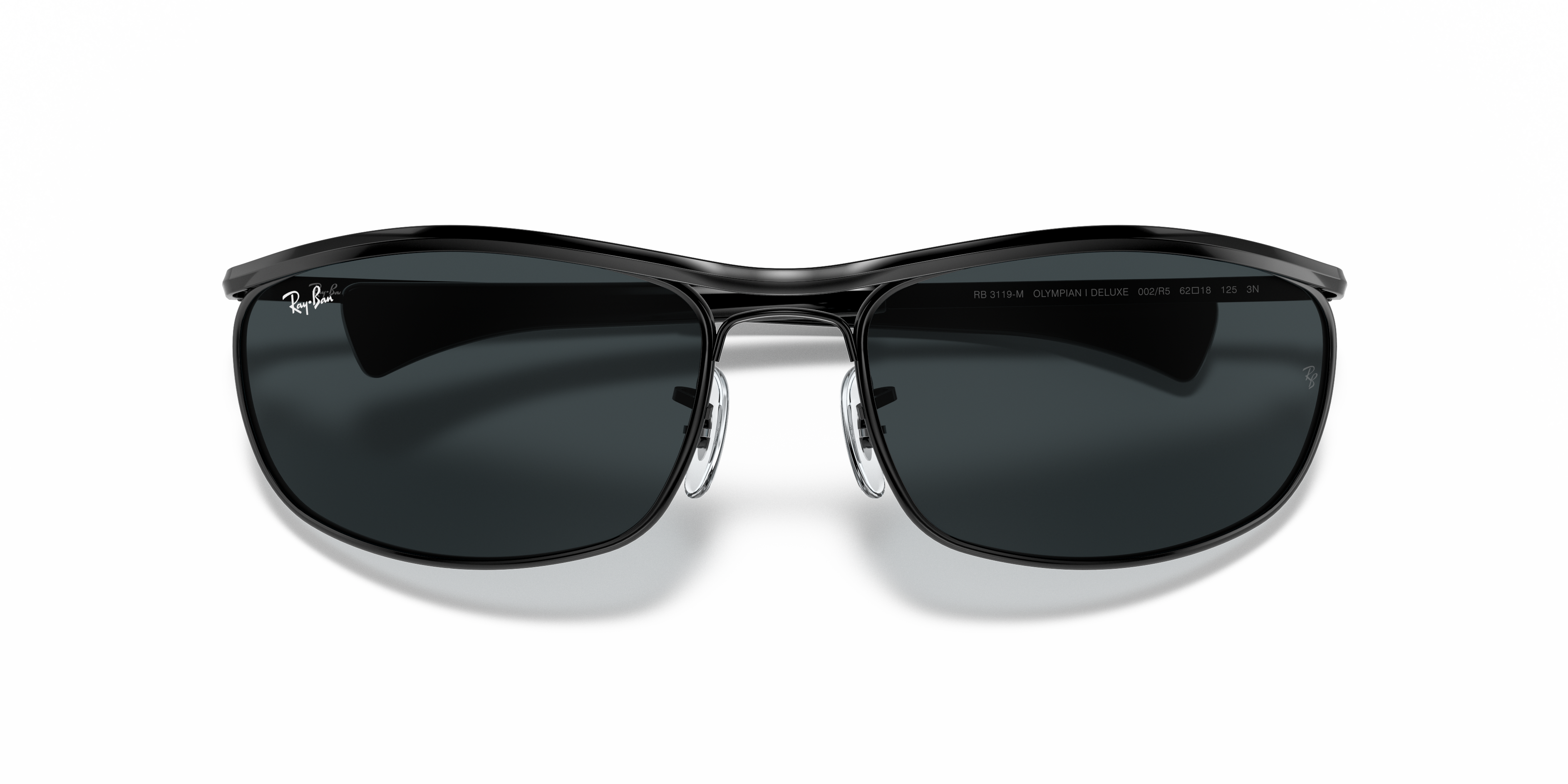 Occhiali da sole Ray-Ban Olympian I Deluxe 0RB3119M in colore Arista Gold, visti di fronte su sfondo chiaro.