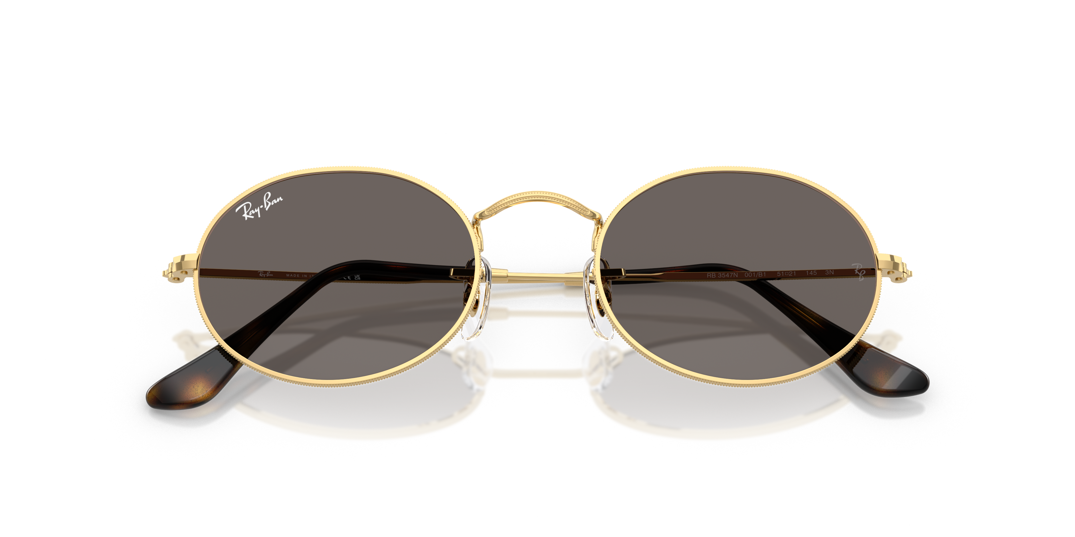 UNISEX SUNGLASSES RAY-BAN RB 3547N OVAL 001 GOLD CALIBER 48 