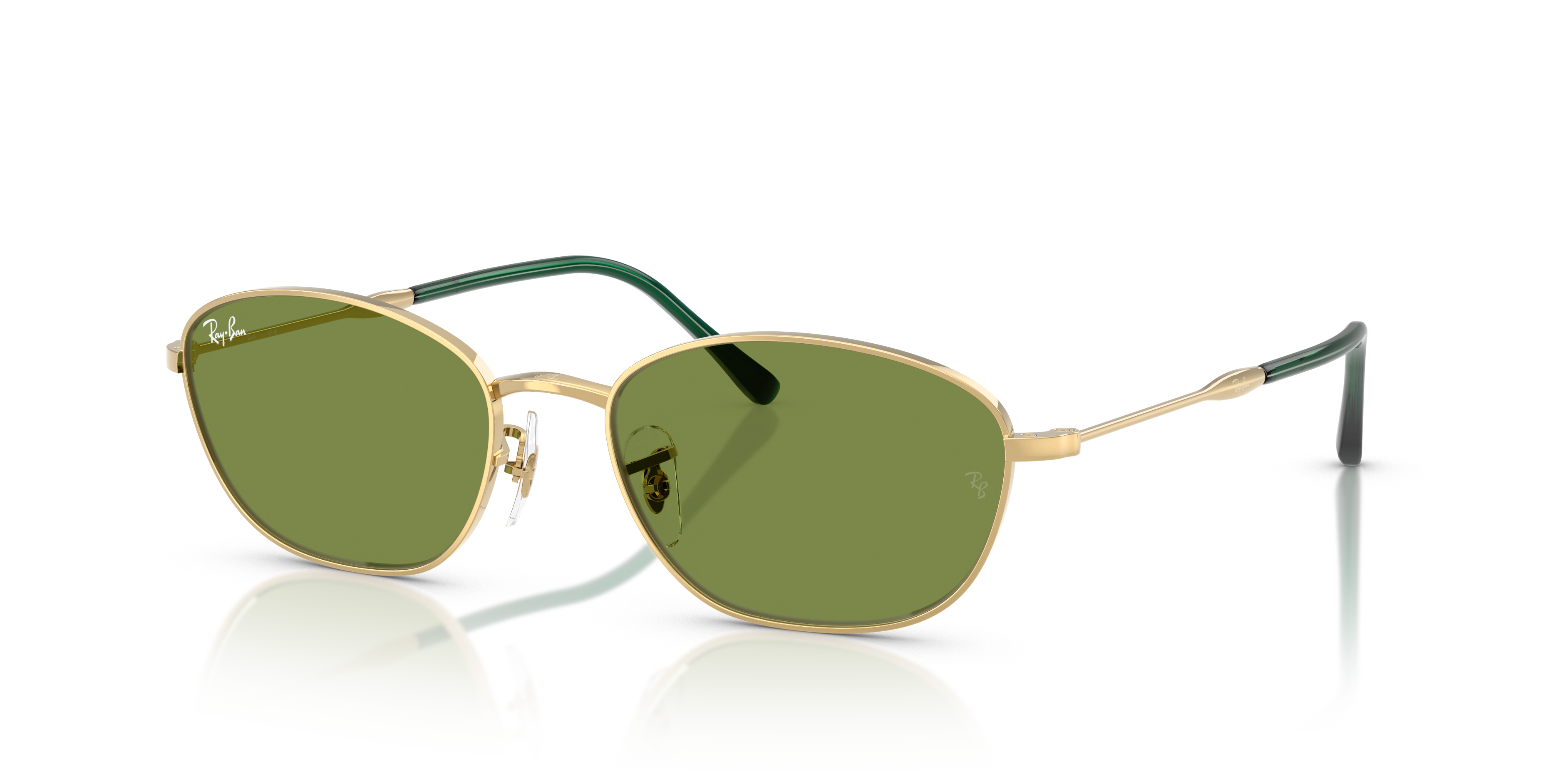 Occhiali da sole Ray-Ban donna modello RB3749 con montatura Arista Gold e lenti scure su sfondo chiaro.