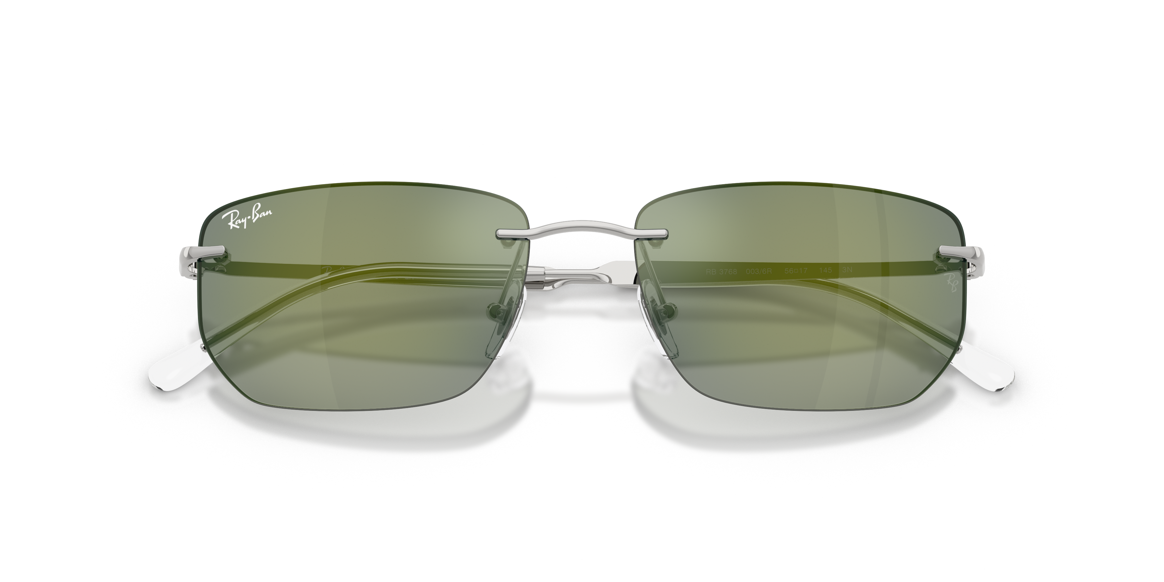 Occhiali da sole Ray-Ban RB3768 Arista Gold con montatura in metallo sottile dorato e lenti grigie, mostrati su sfondo neutro