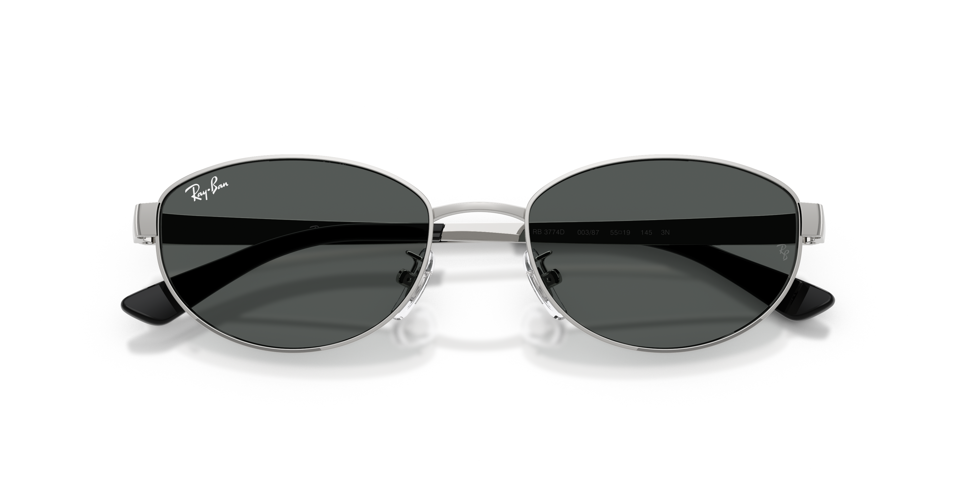 Occhiali da sole Ray-Ban RB3774D Arista Gold unisex visti frontalmente, con lenti scure e montatura sottile in metallo dorato