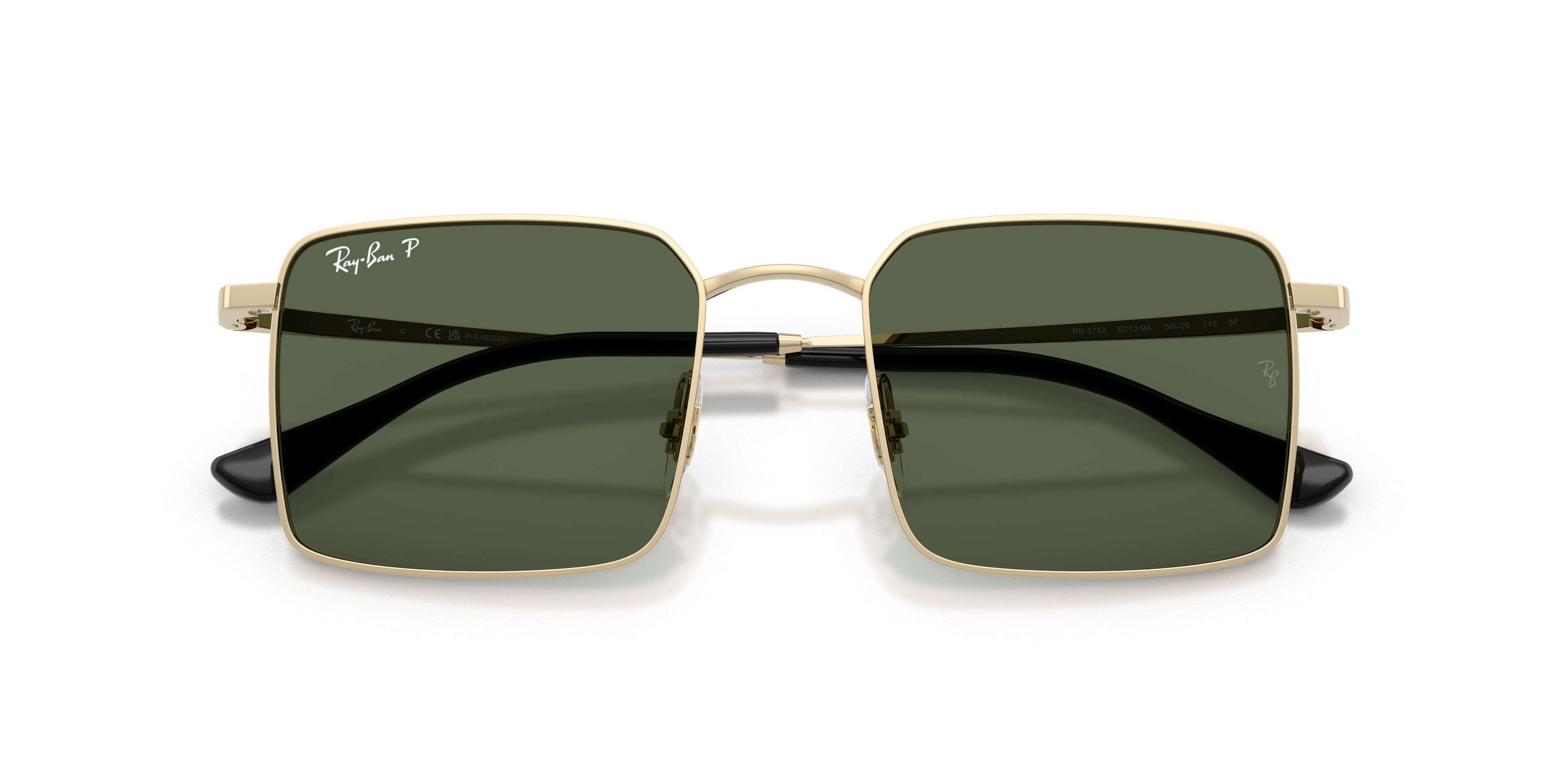 Occhiali da sole Ray-Ban RB3782 Idan Bio-Based in colore Silver, montatura metallica lucida, lenti scure, visti frontalmente
