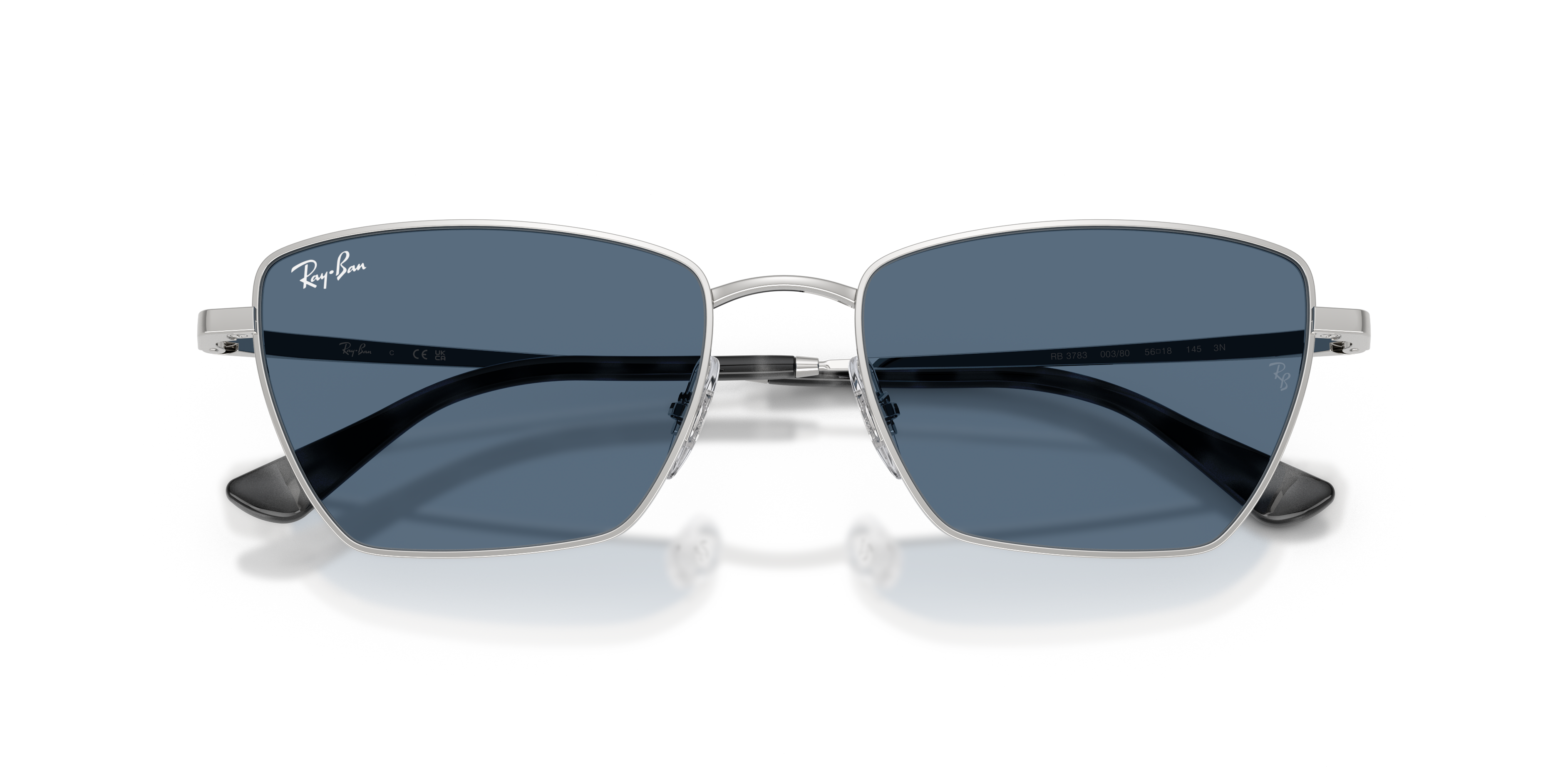 Occhiali da sole Ray-Ban RB3783 Drea Bio-Based colore Silver visti di fronte su sfondo chiaro