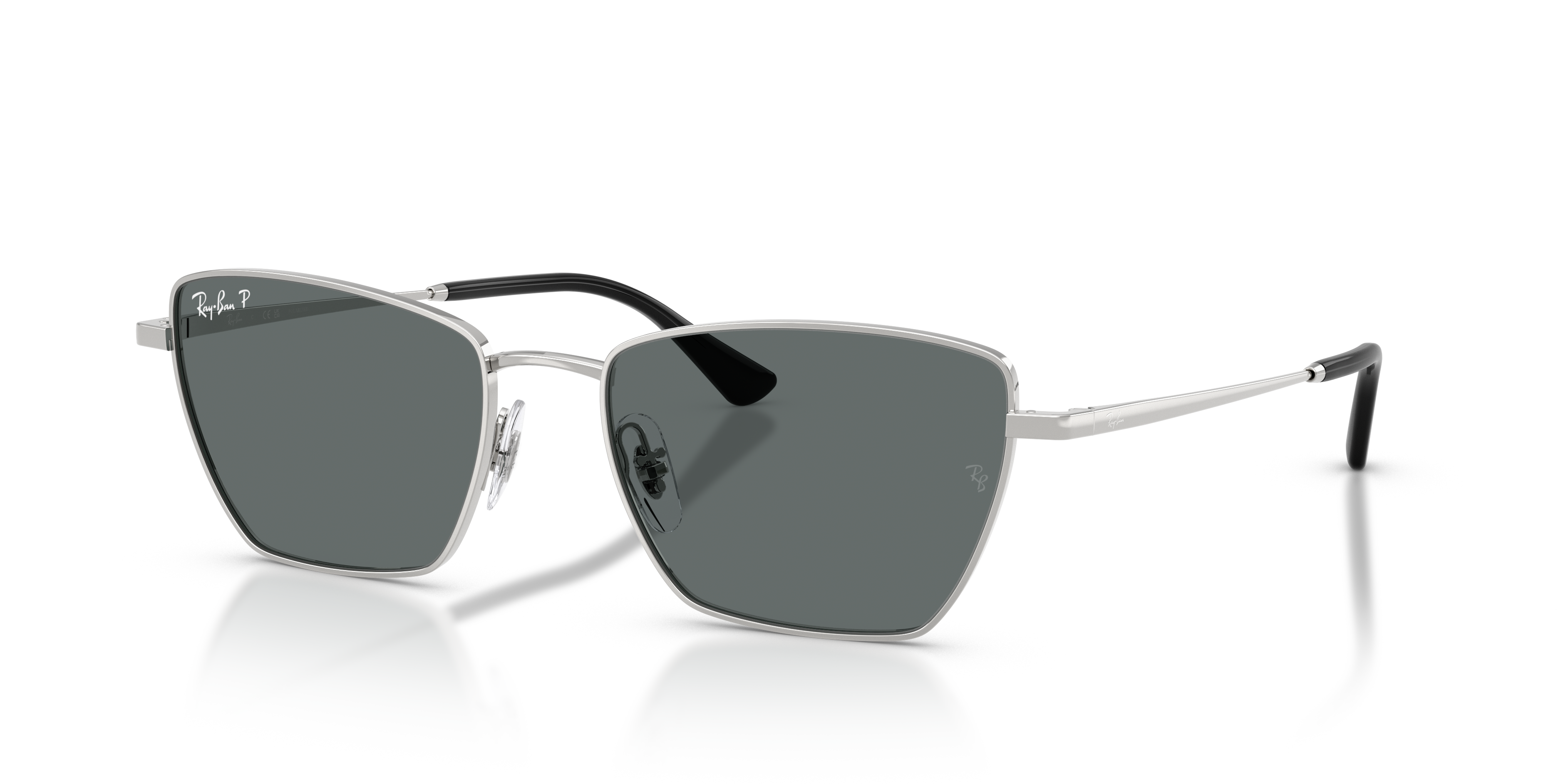 Occhiali da sole Ray-Ban RB3783 Drea Bio-Based colore Silver visti di fronte su sfondo chiaro