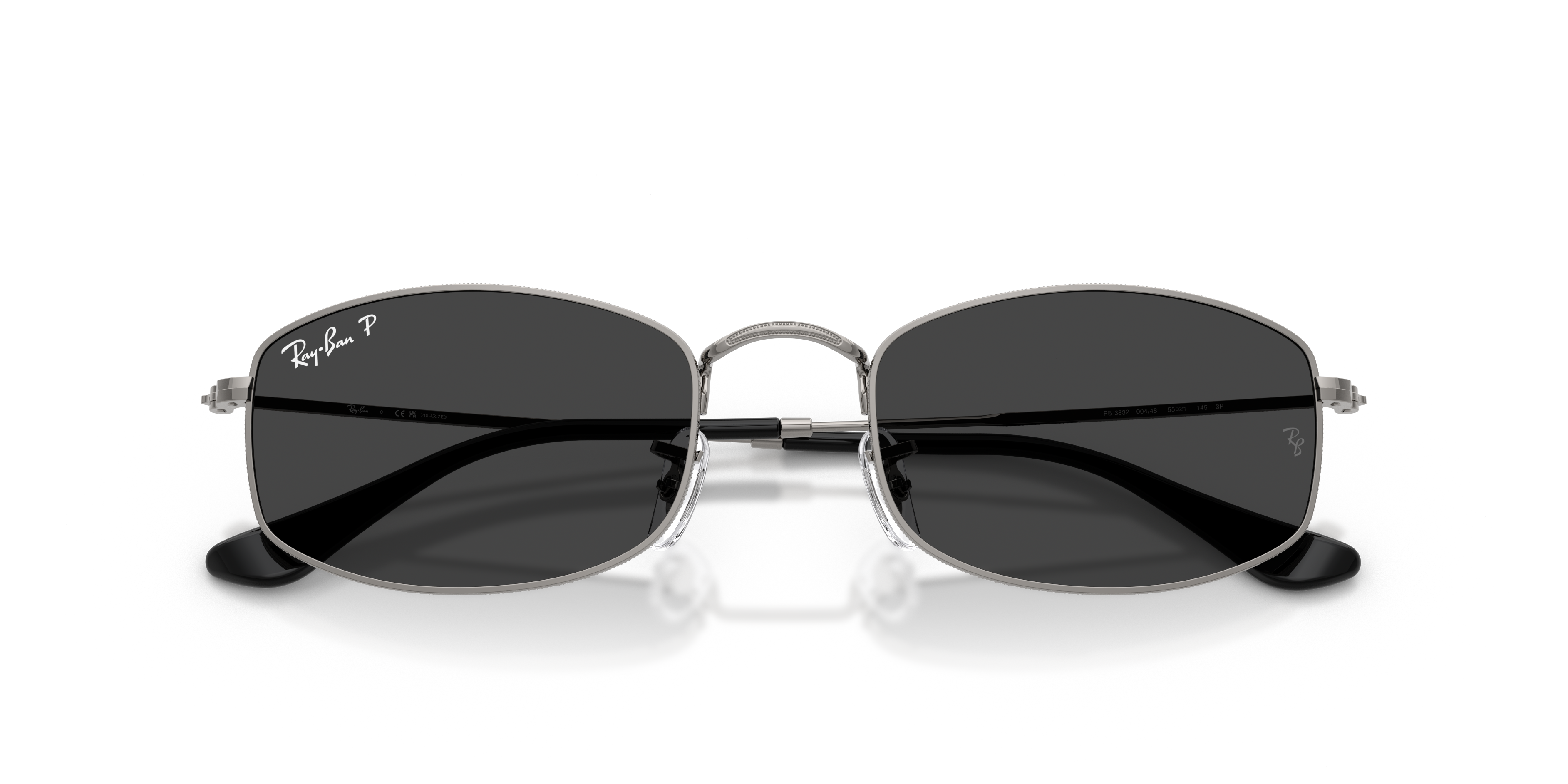 Occhiali da sole Ray-Ban RB3832 Arista Gold con montatura metallica dorata e lenti verdi, visti frontalmente su sfondo chiaro