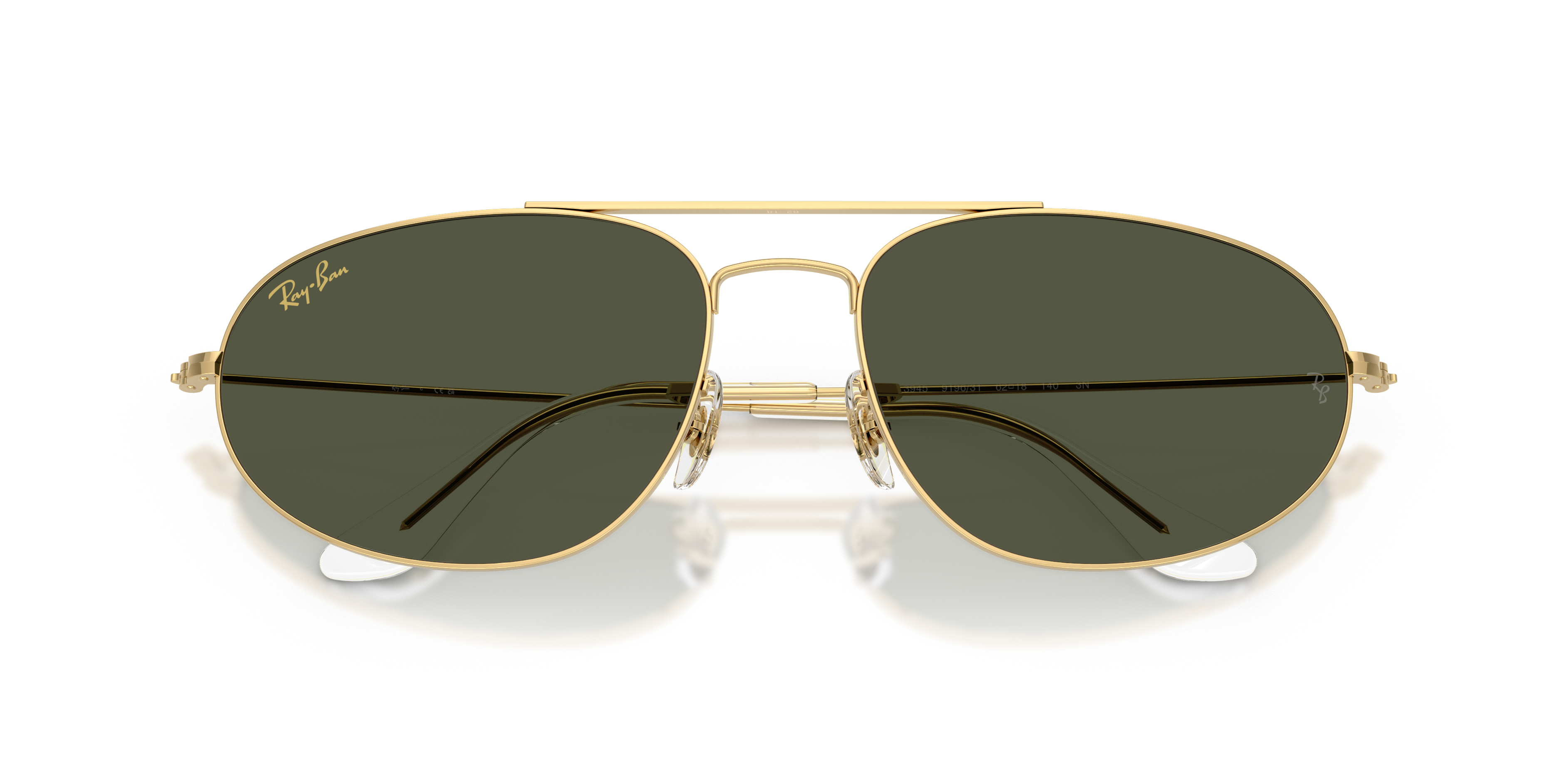 Occhiali da sole Ray-Ban Explorer IV 0RB3945 Silver con lenti scure, mostrati frontalmente su sfondo chiaro.
