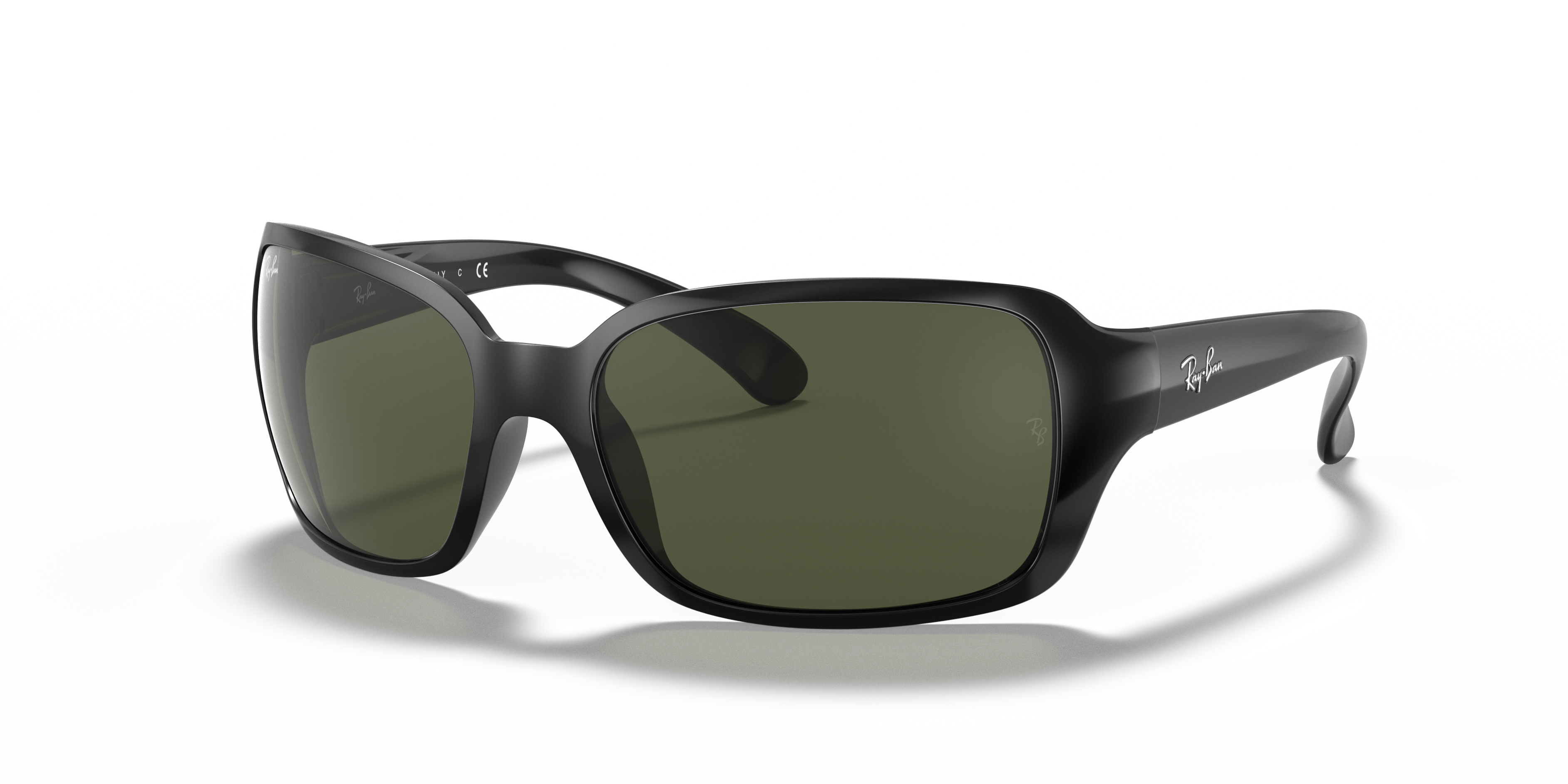 Occhiali da sole Ray-Ban donna modello 0RB4068 di colore nero, visti frontalmente su sfondo chiaro, mostrando l'eleganza dell