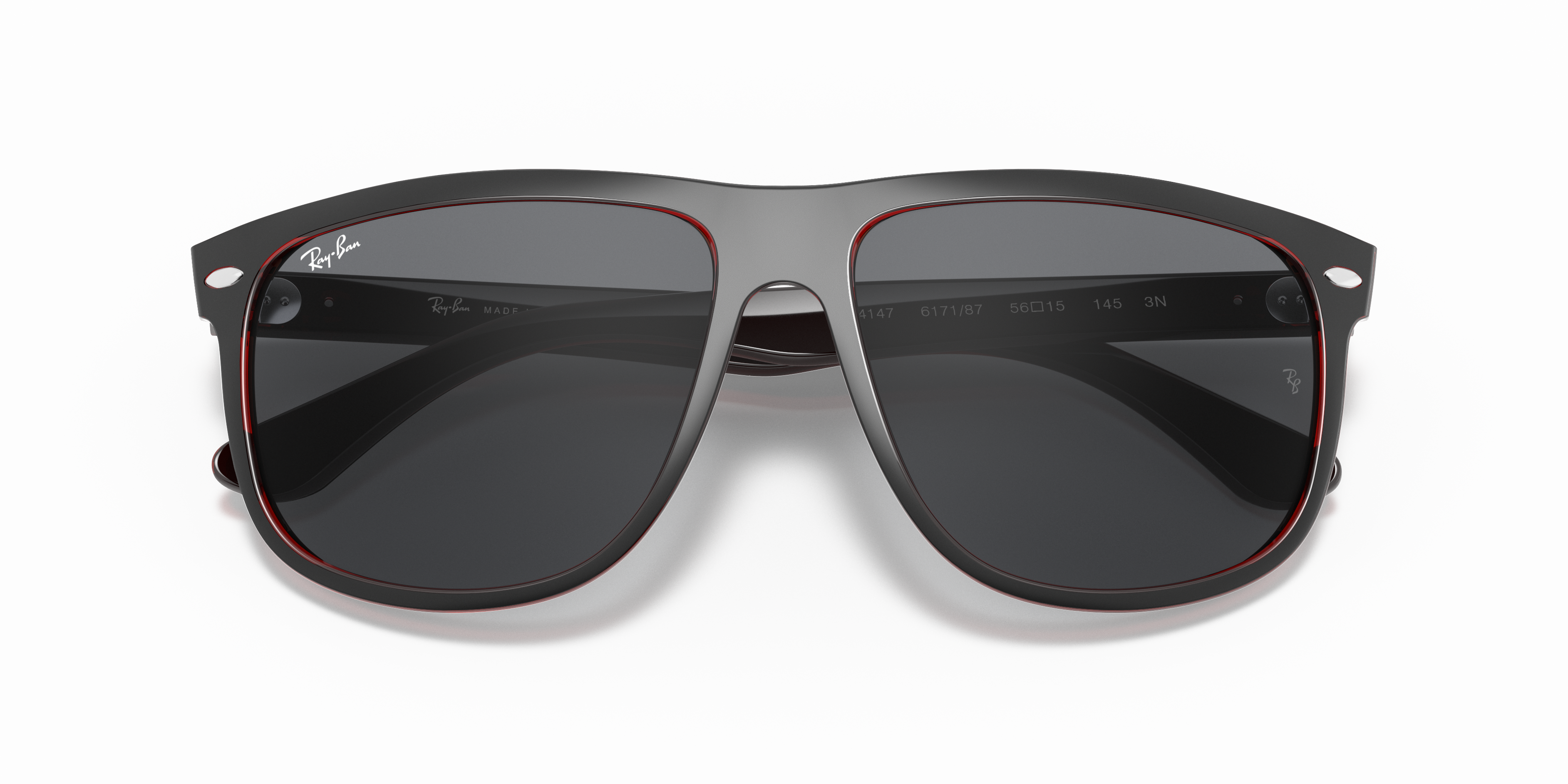 MEN'S SUNGLASSES RAY-BAN RB 4147 RB4147 617187 TOP MAT BLACK ON RED TRASP SIZE 56 