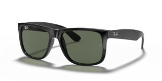 Occhiali da sole Ray-Ban Justin 0RB4165 da uomo, colore Opal Grey, montatura grigia opaca e lenti scure, su sfondo chiaro.