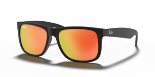 Occhiali da sole Ray-Ban Justin 0RB4165 da uomo, colore Opal Grey, montatura grigia opaca e lenti scure, su sfondo chiaro.