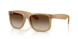 Occhiali da sole Ray-Ban Justin 0RB4165 da uomo, colore Opal Grey, montatura grigia opaca e lenti scure, su sfondo chiaro.