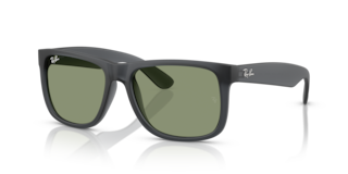 Occhiali da sole Ray-Ban Justin 0RB4165 da uomo, colore Opal Grey, montatura grigia opaca e lenti scure, su sfondo chiaro.