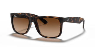 Occhiali da sole Ray-Ban Justin 0RB4165 da uomo, colore Opal Grey, montatura grigia opaca e lenti scure, su sfondo chiaro.