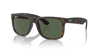 Occhiali da sole Ray-Ban Justin 0RB4165 da uomo, colore Opal Grey, montatura grigia opaca e lenti scure, su sfondo chiaro.