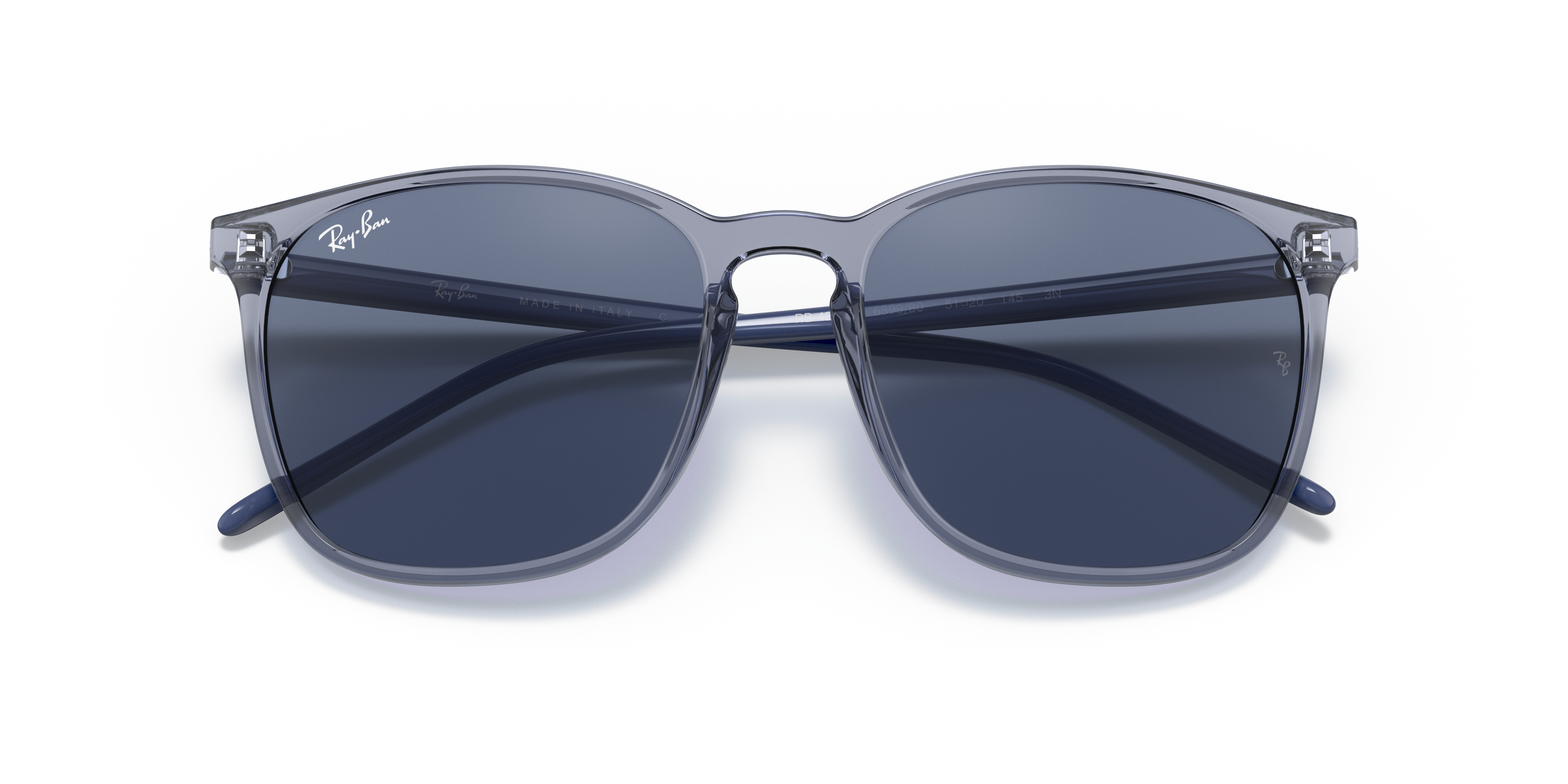 Occhiali da sole Ray-Ban RB4387 neri unisex visti frontalmente su sfondo bianco, modello 0RB4387
