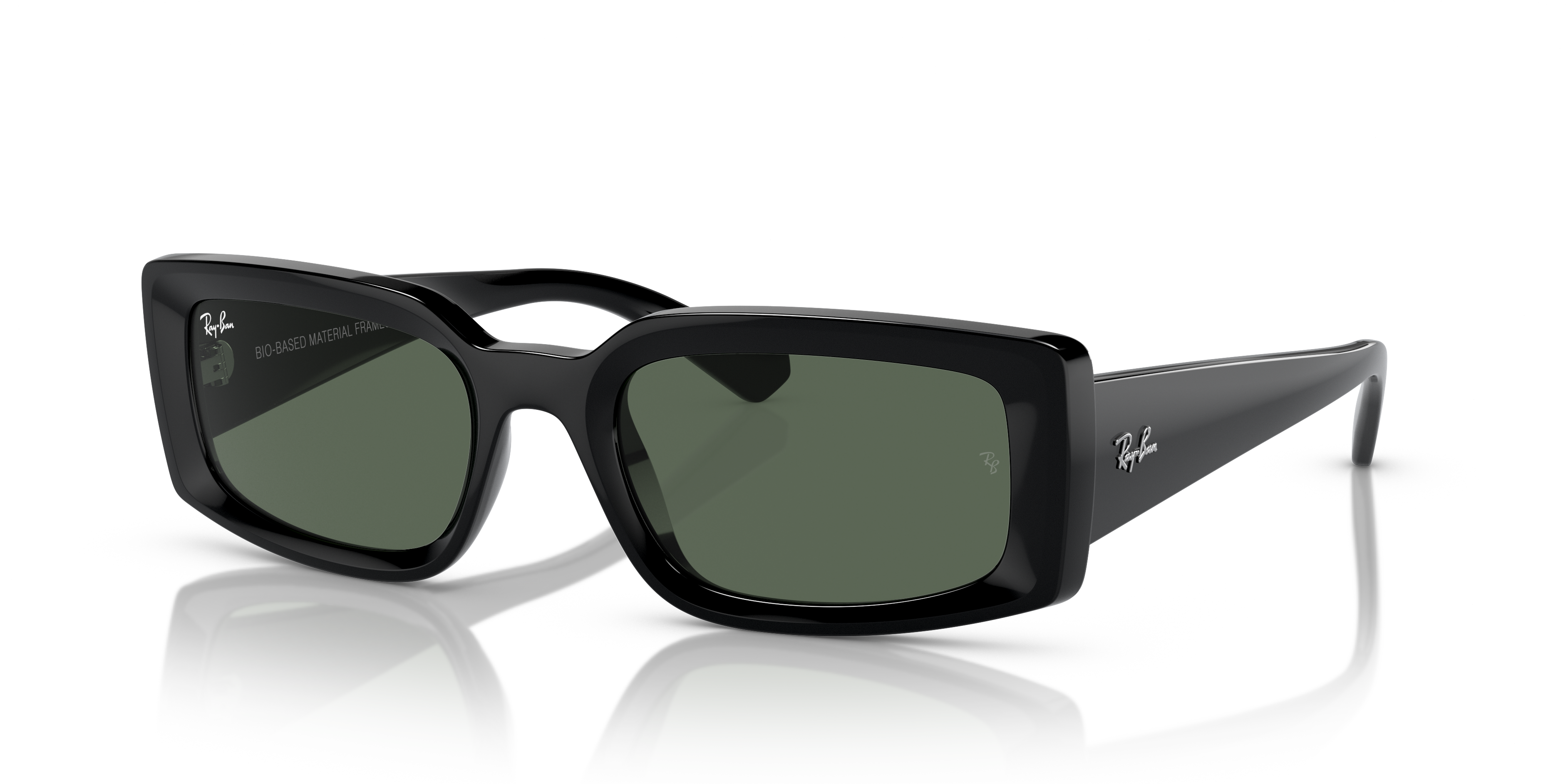 Occhiali da sole Ray-Ban Kiliane 0RB4395 neri unisex con lenti scure, mostrati frontalmente su sfondo chiaro