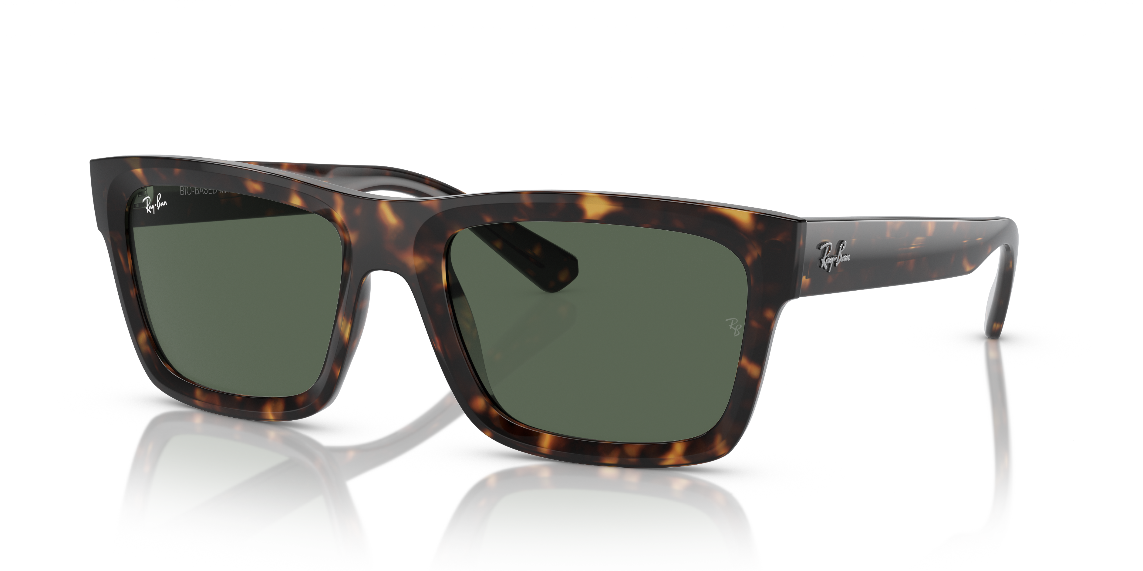Occhiali da sole Ray-Ban Warren 0RB4396 Havana unisex, vista frontale su sfondo neutro, con lenti scure e montatura marrone t