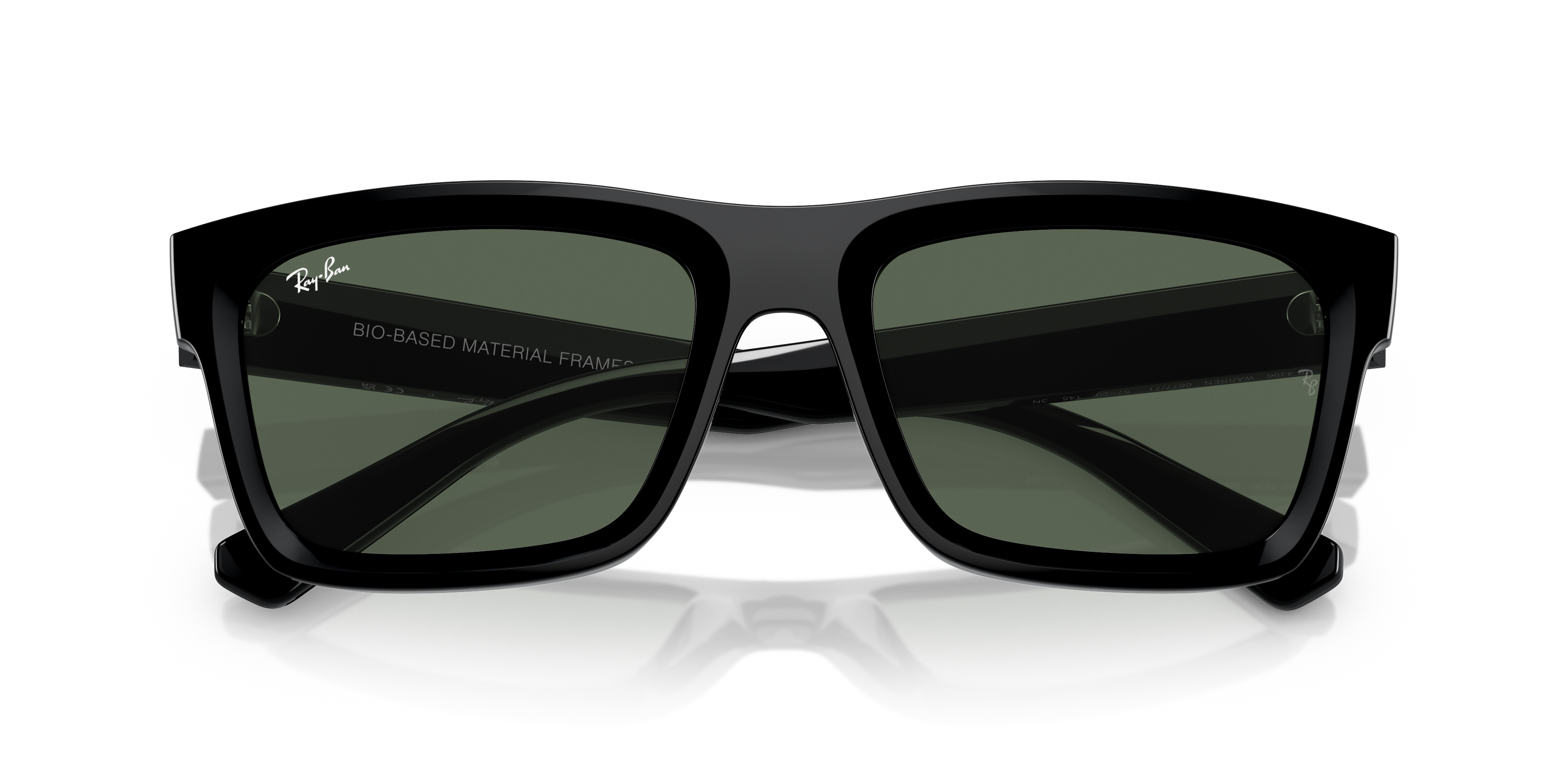 Occhiali da sole Ray-Ban Warren 0RB4396 Havana unisex, vista frontale su sfondo neutro, con lenti scure e montatura marrone t