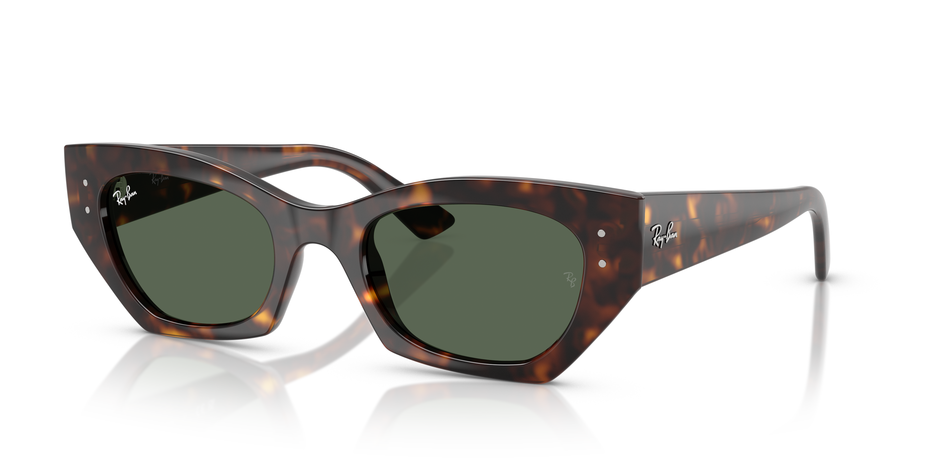 Occhiali da sole Ray-Ban Zena 0RB4430 Havana, montatura tartarugata marrone con lenti scure, in primo piano.