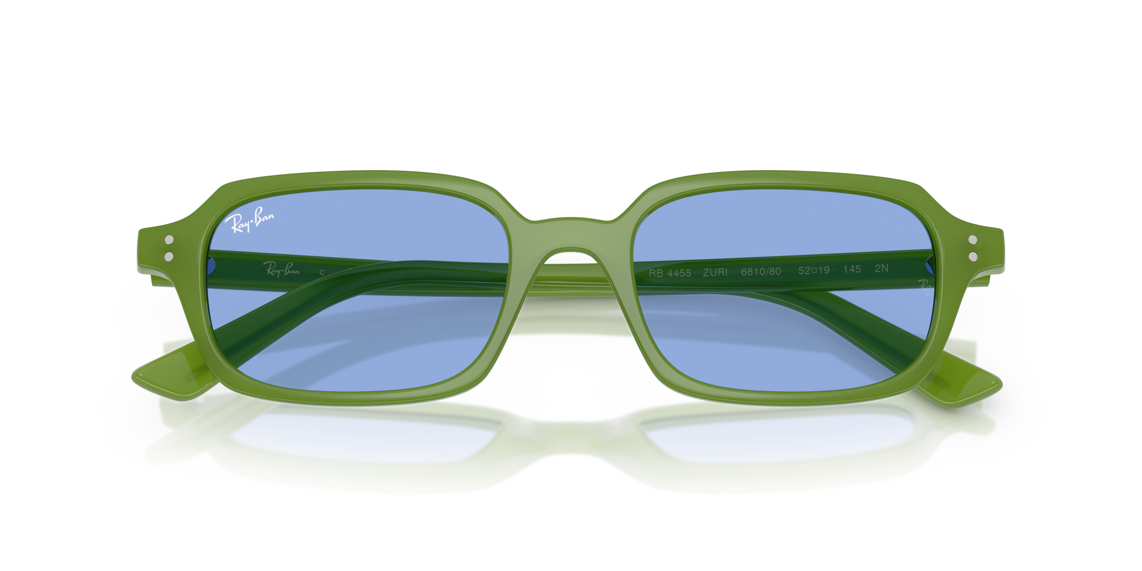 Occhiali da sole Ray-Ban Zuri 0RB4455 neri, modello unisex, montatura in acetato lucido con lenti scure, mostrati frontalment
