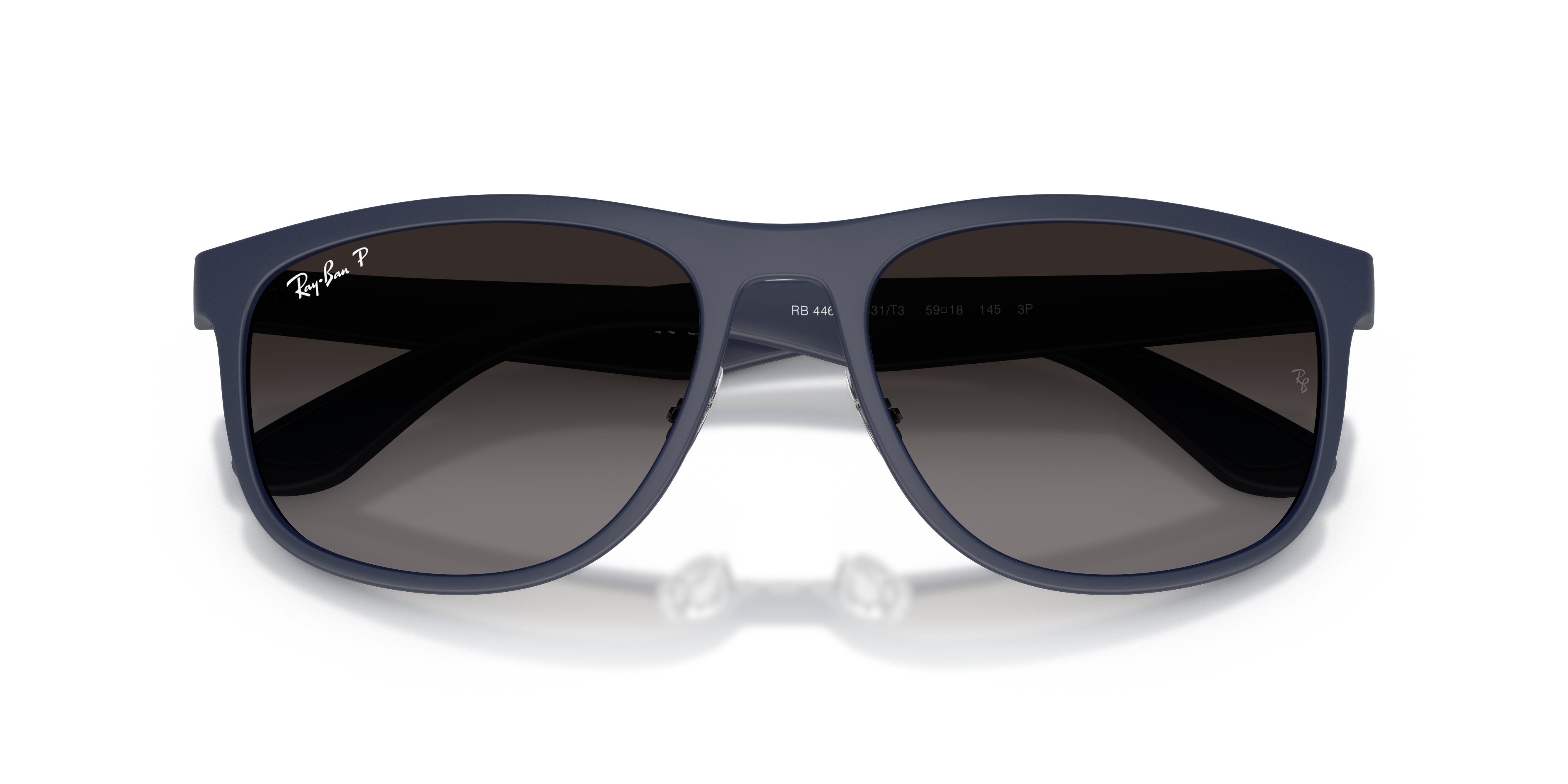 Occhiali da sole Ray-Ban RB4468 Polarizzati Sand Black unisex, montatura opaca con lenti scure su sfondo chiaro, che evidenzi