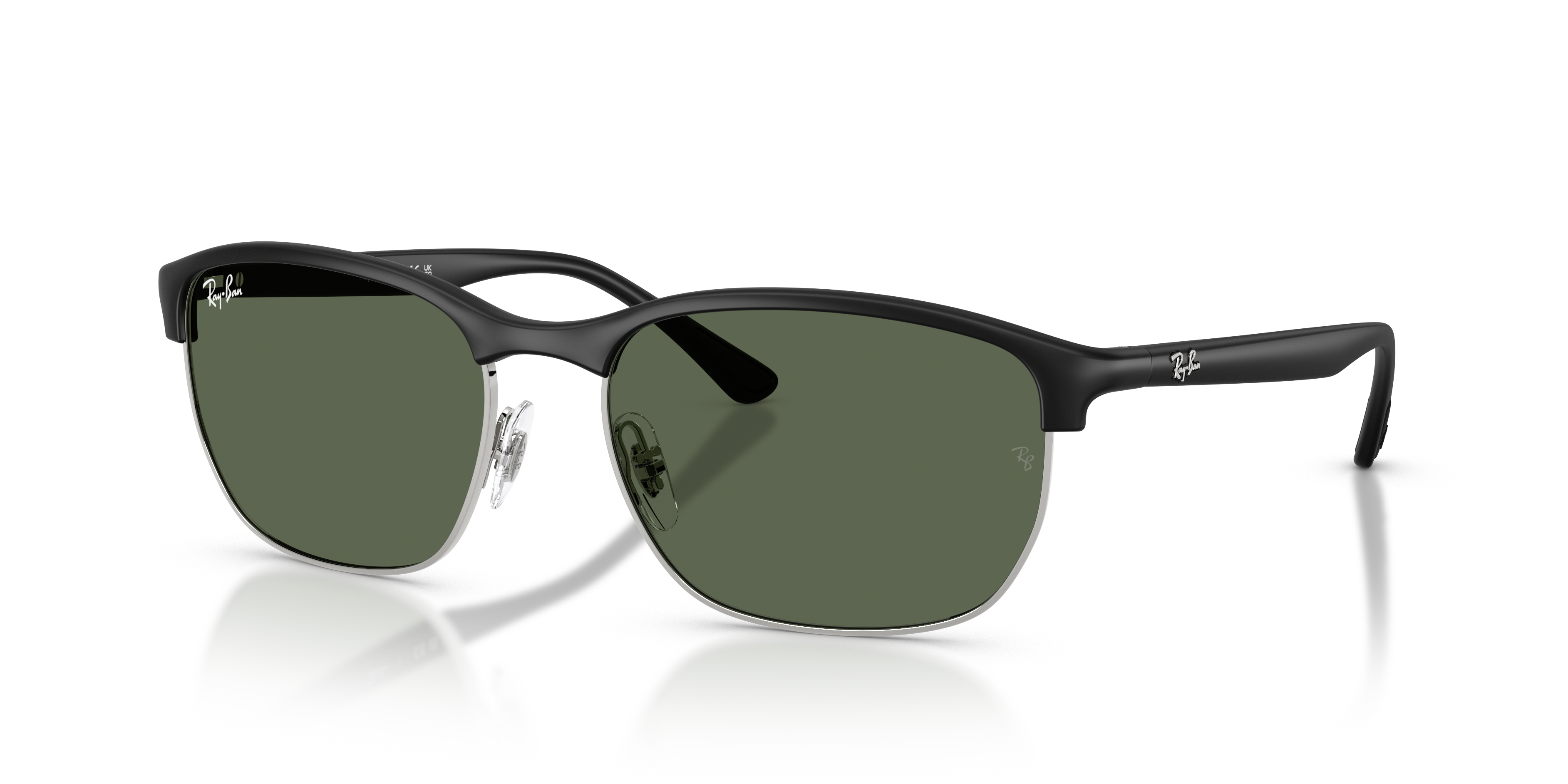Occhiali da sole Ray-Ban RB4469 Liteforce Sand Black unisex, mostrati frontalmente con lenti scure e montatura nera opaca