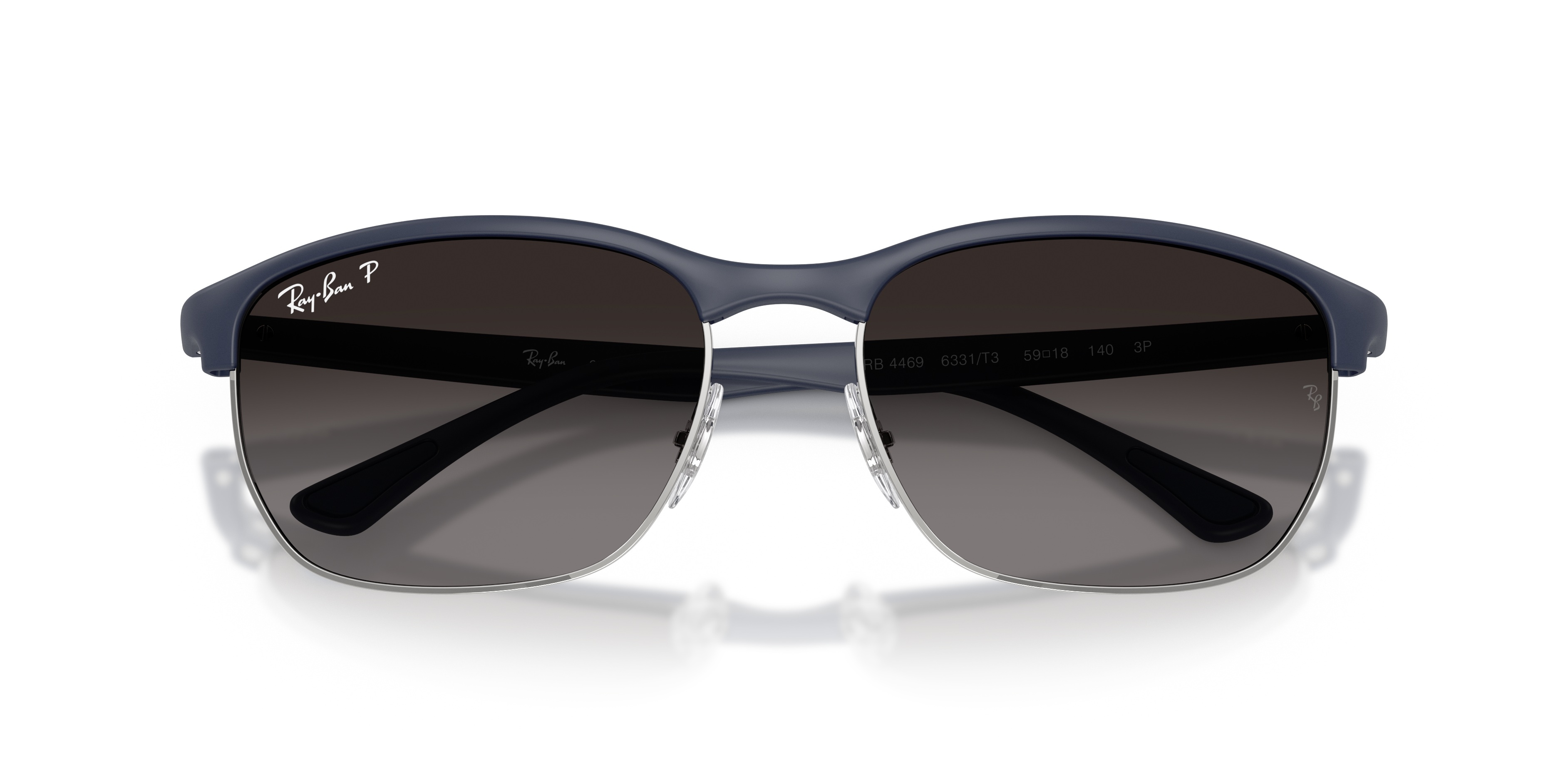 Occhiali da sole Ray-Ban RB4469 Liteforce Sand Black unisex, mostrati frontalmente con lenti scure e montatura nera opaca