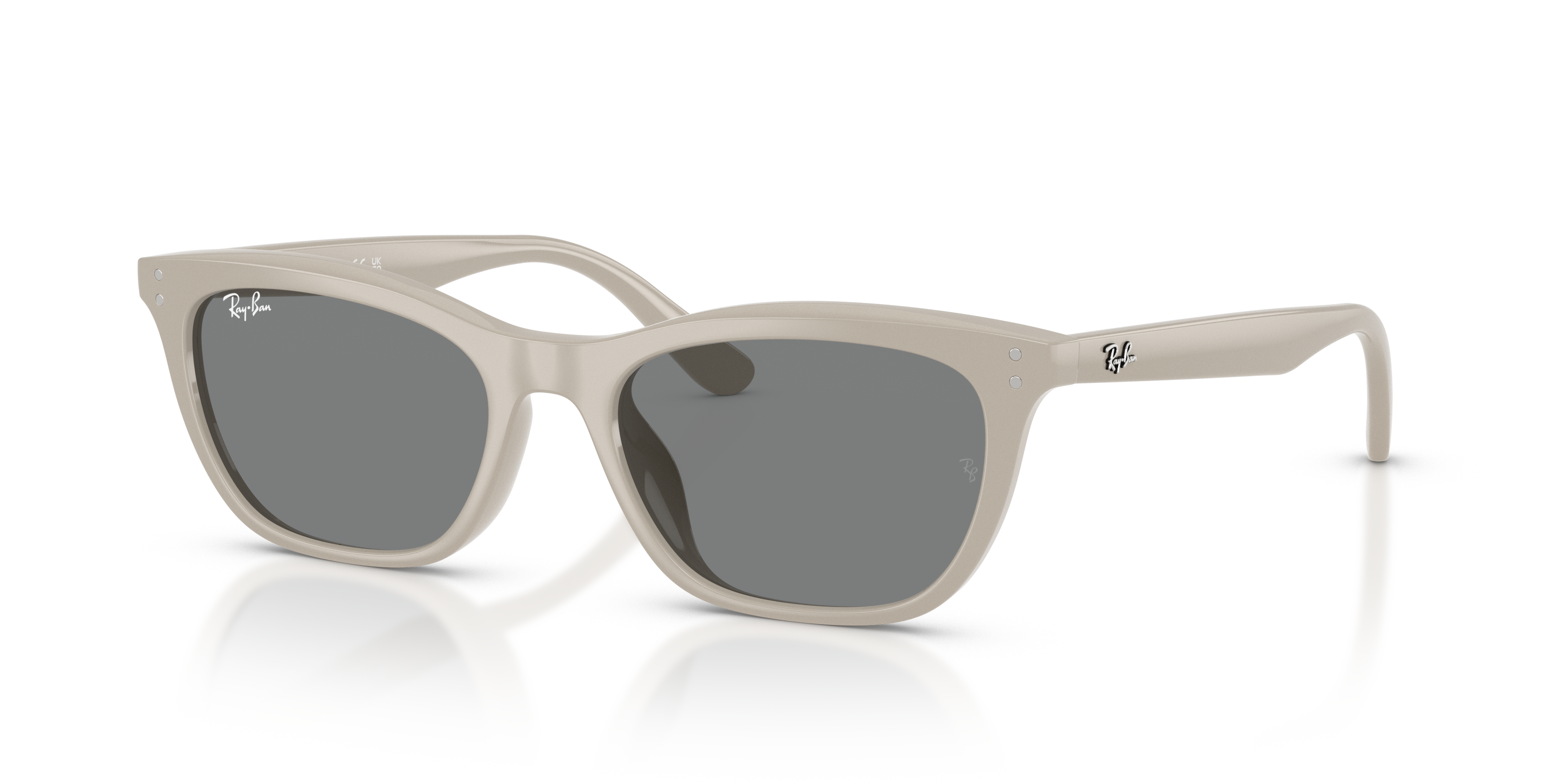 Occhiali da sole Ray-Ban RB4474D colore beige, montatura quadrata, lenti scure. Accessorio unisex elegante.