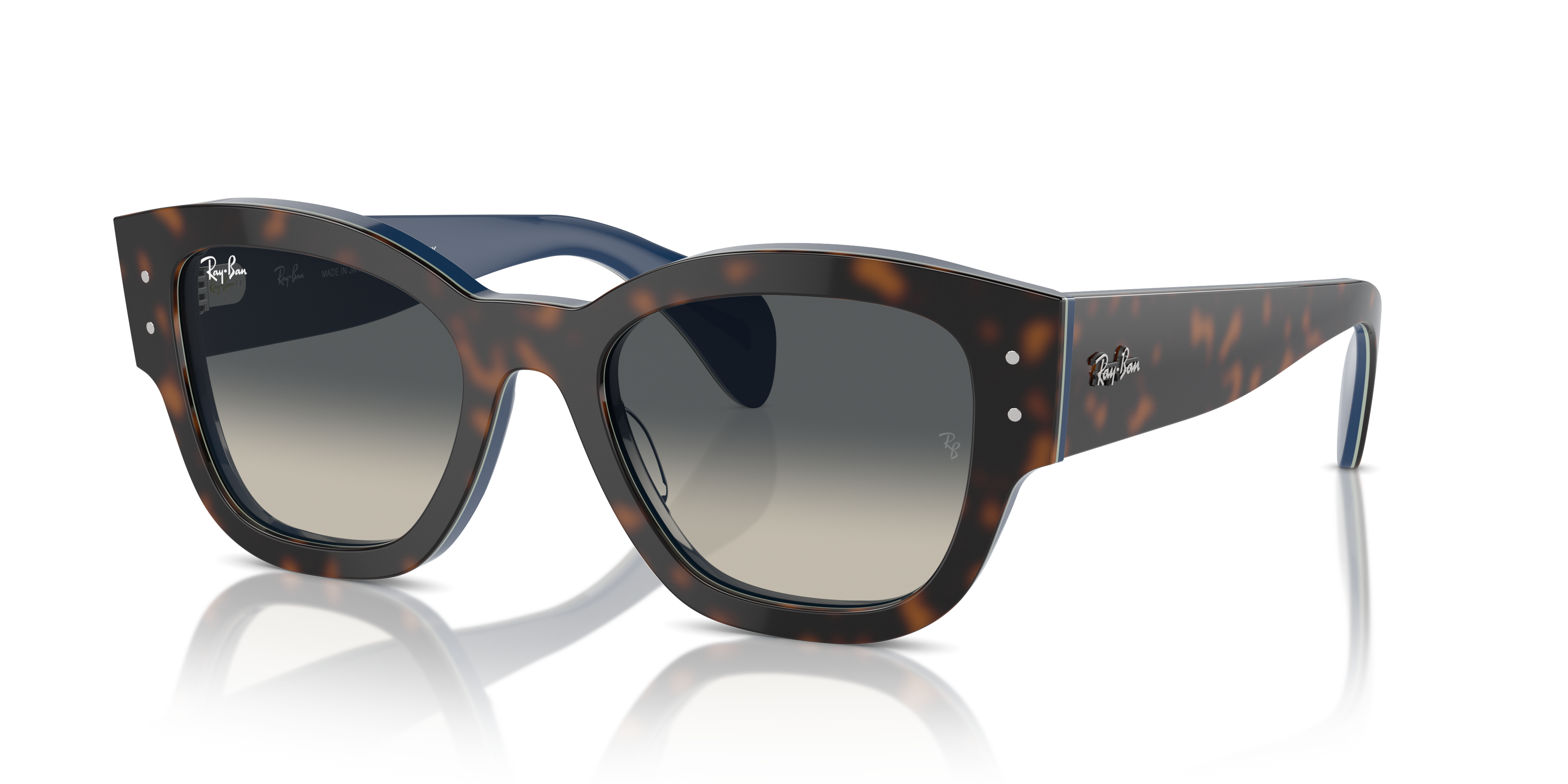 Occhiali da sole Ray-Ban Jorge 0RB7681S in colore Havana Grigio Blu, visti di fronte, su sfondo neutro.