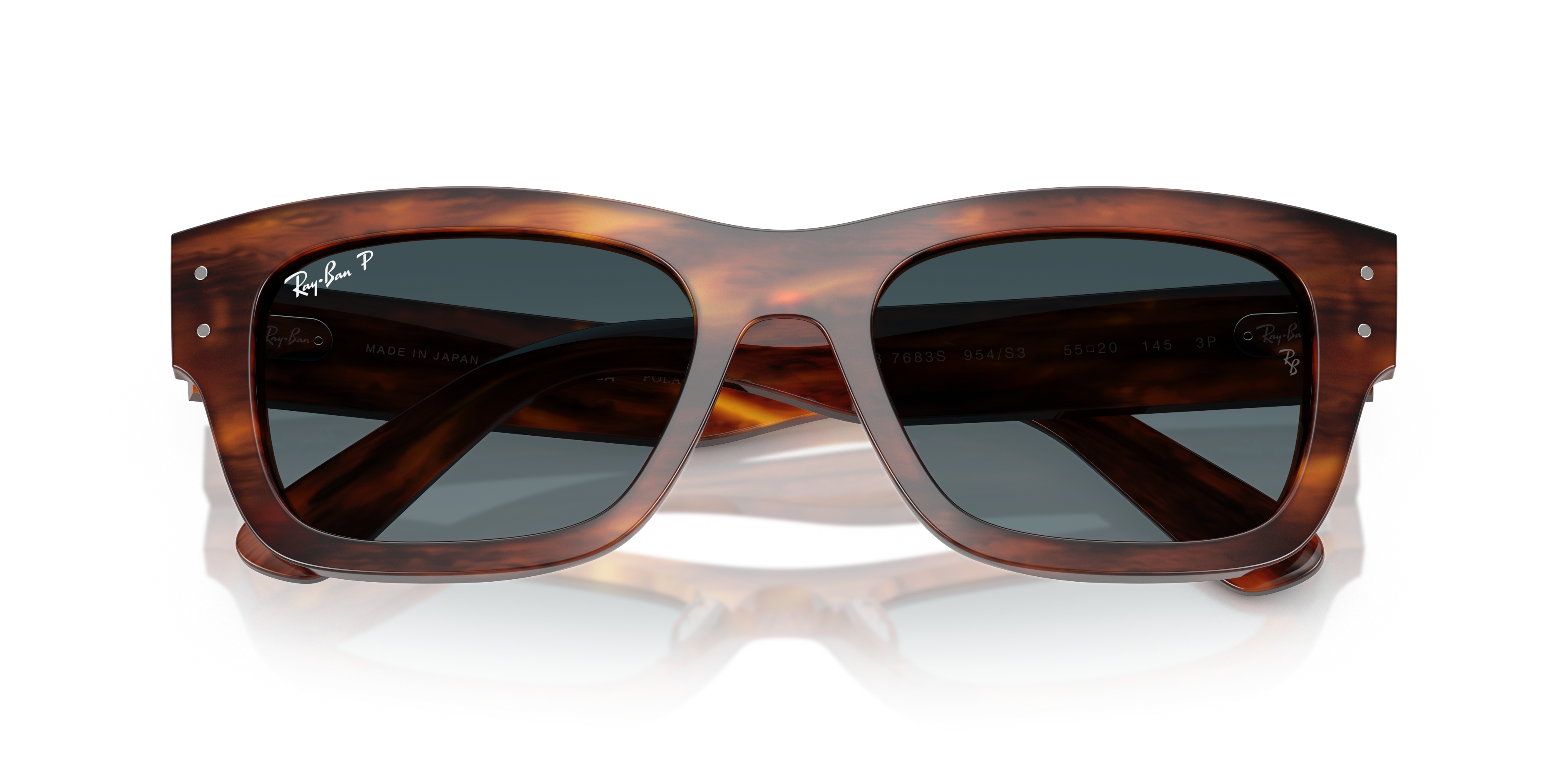 Occhiali da sole Ray-Ban Joseph 0RB7683S Striped Green On Green, montatura squadrata verde a righe con lenti verdi, su sfondo