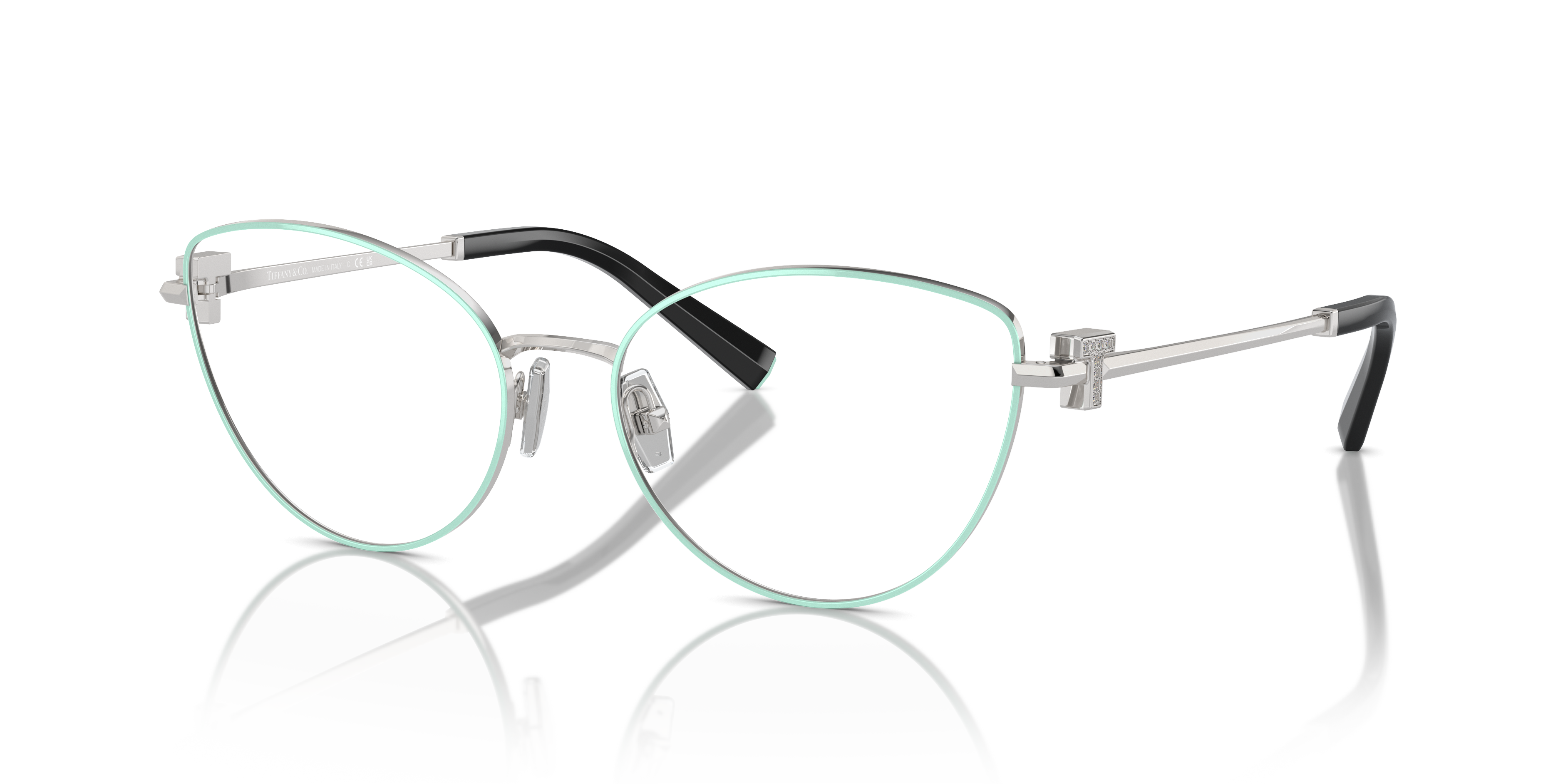 Occhiali da sole Tiffany & Co. modello 0TF1159B da donna, colore Tiffany Blue On Silver, con montatura cat-eye in acetato e d