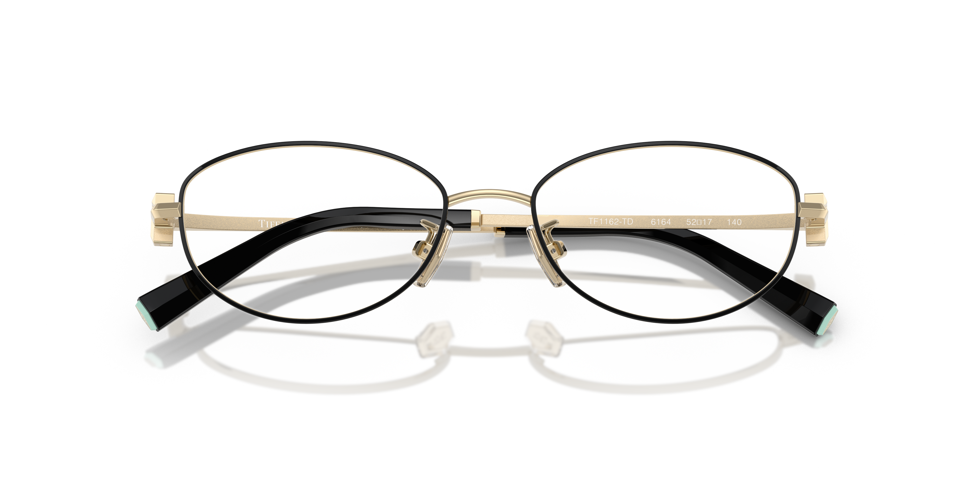 Occhiali da sole Tiffany & Co. modello 0TF1162TD donna, montatura nera lucida con dettagli argento e lenti grigie, vista fron