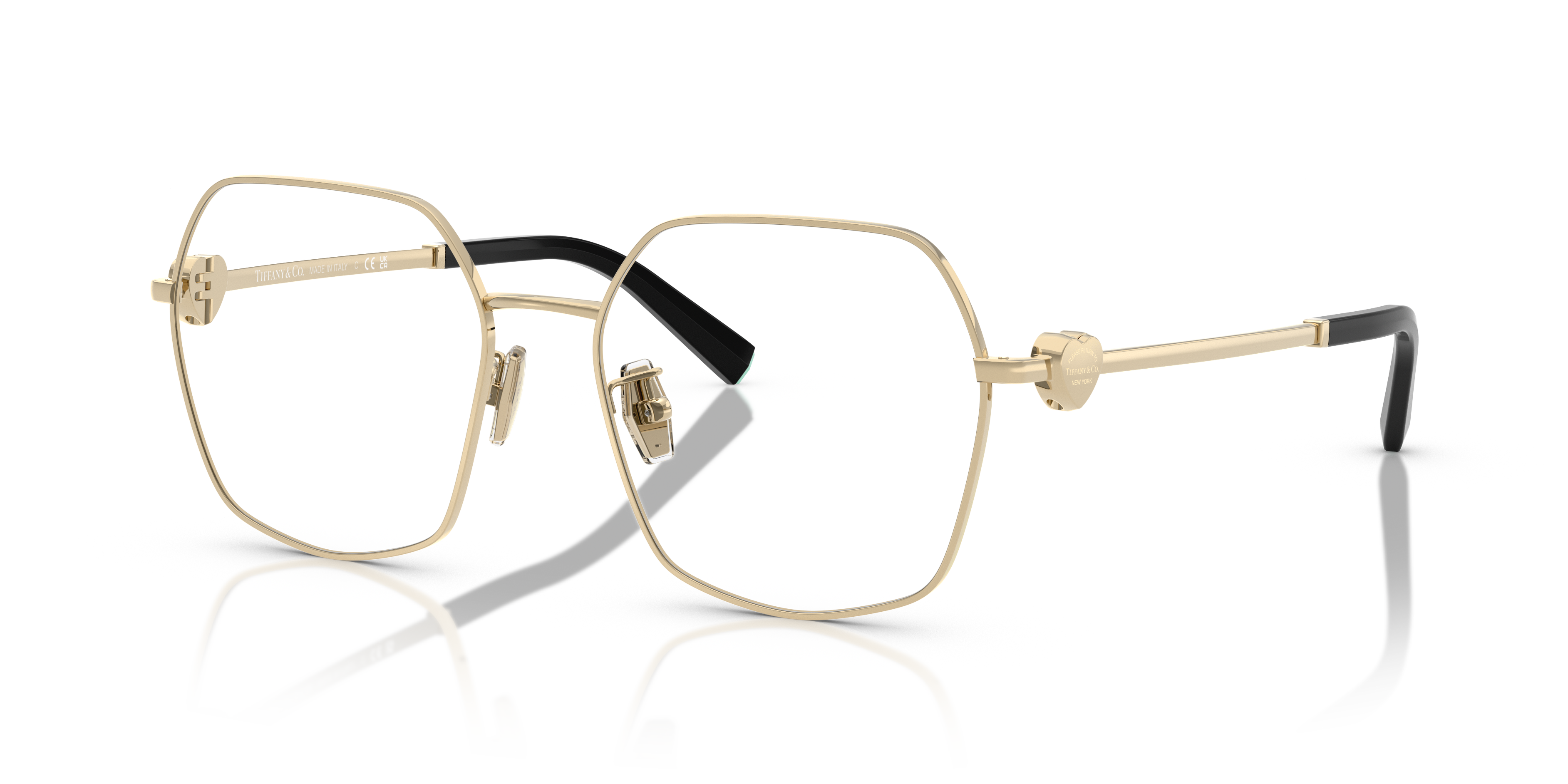Occhiali da sole Tiffany & Co. 0TF1165BD da donna con montatura in Pale Gold, vista frontale su sfondo bianco