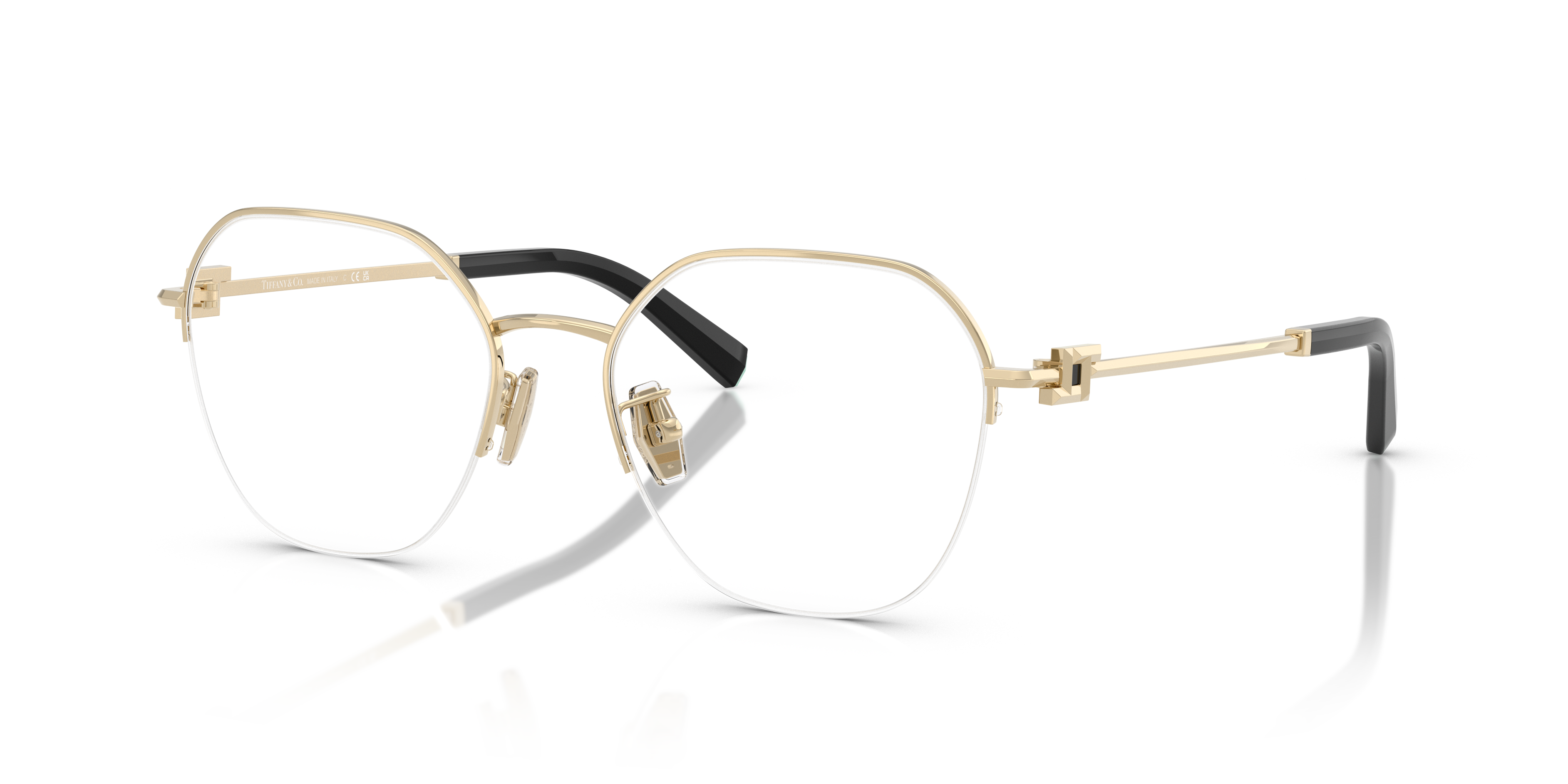Occhiali da sole Tiffany & Co. TF1167D Pale Gold da donna, montatura a farfalla con lenti marroni e dettagli iconici sulle as