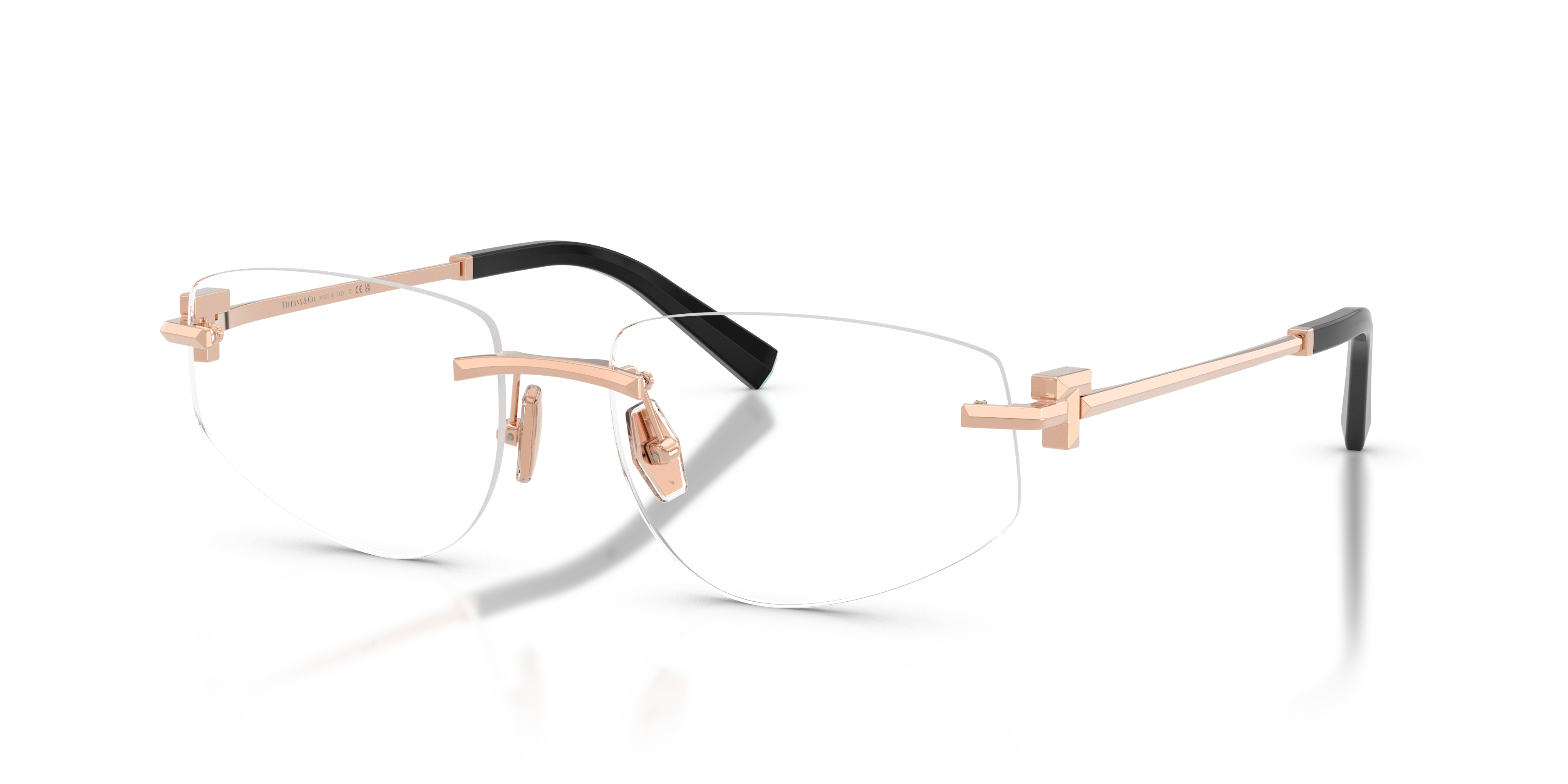 Occhiali da sole Tiffany & Co. modello TF1175 in metallo color oro rosa, unisex, su sfondo chiaro