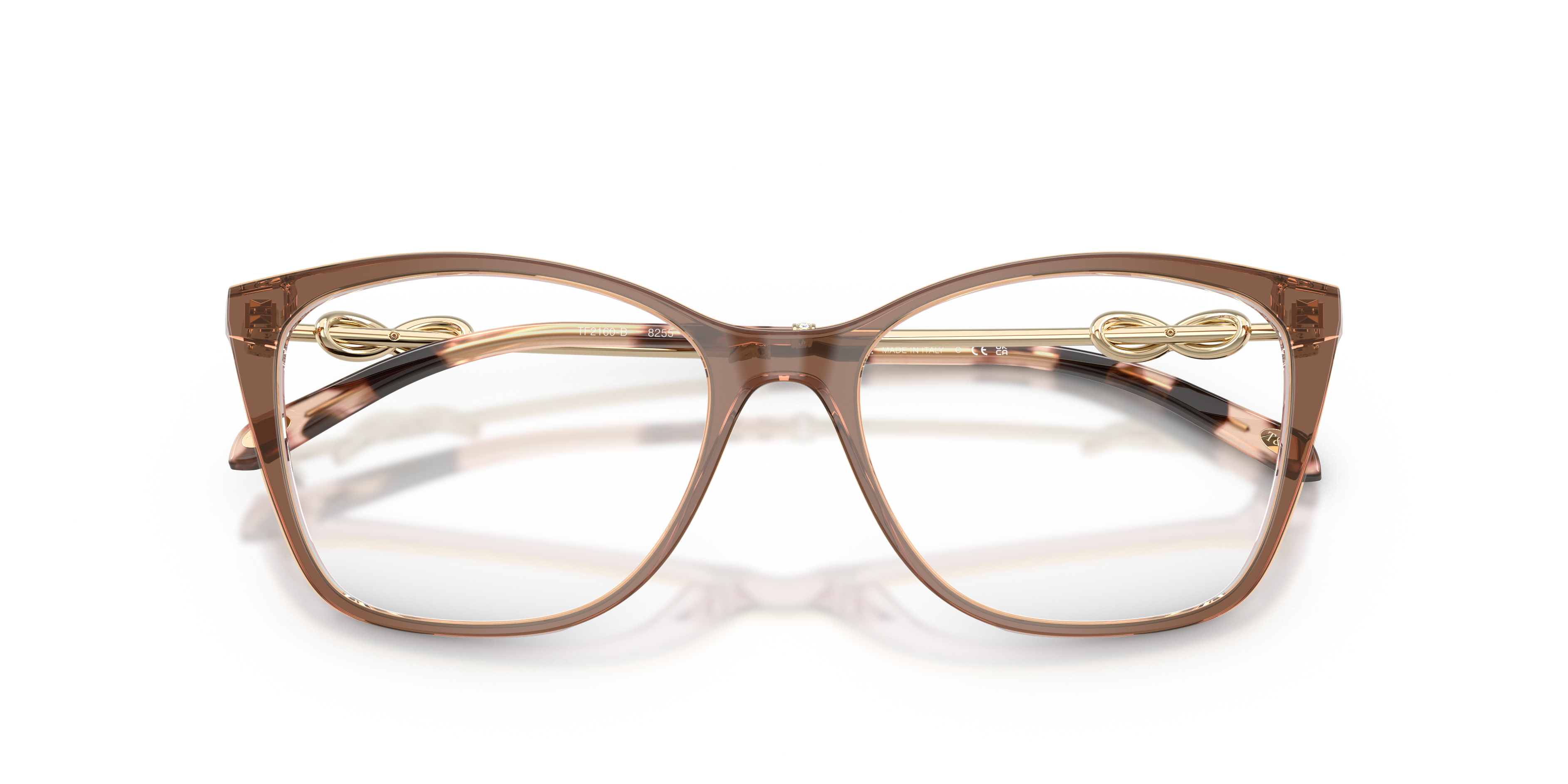 Occhiali da sole Tiffany & Co. modello TF2160B da donna, montatura Havana On Tiffany Blue, con astine blu chiaro e logo later