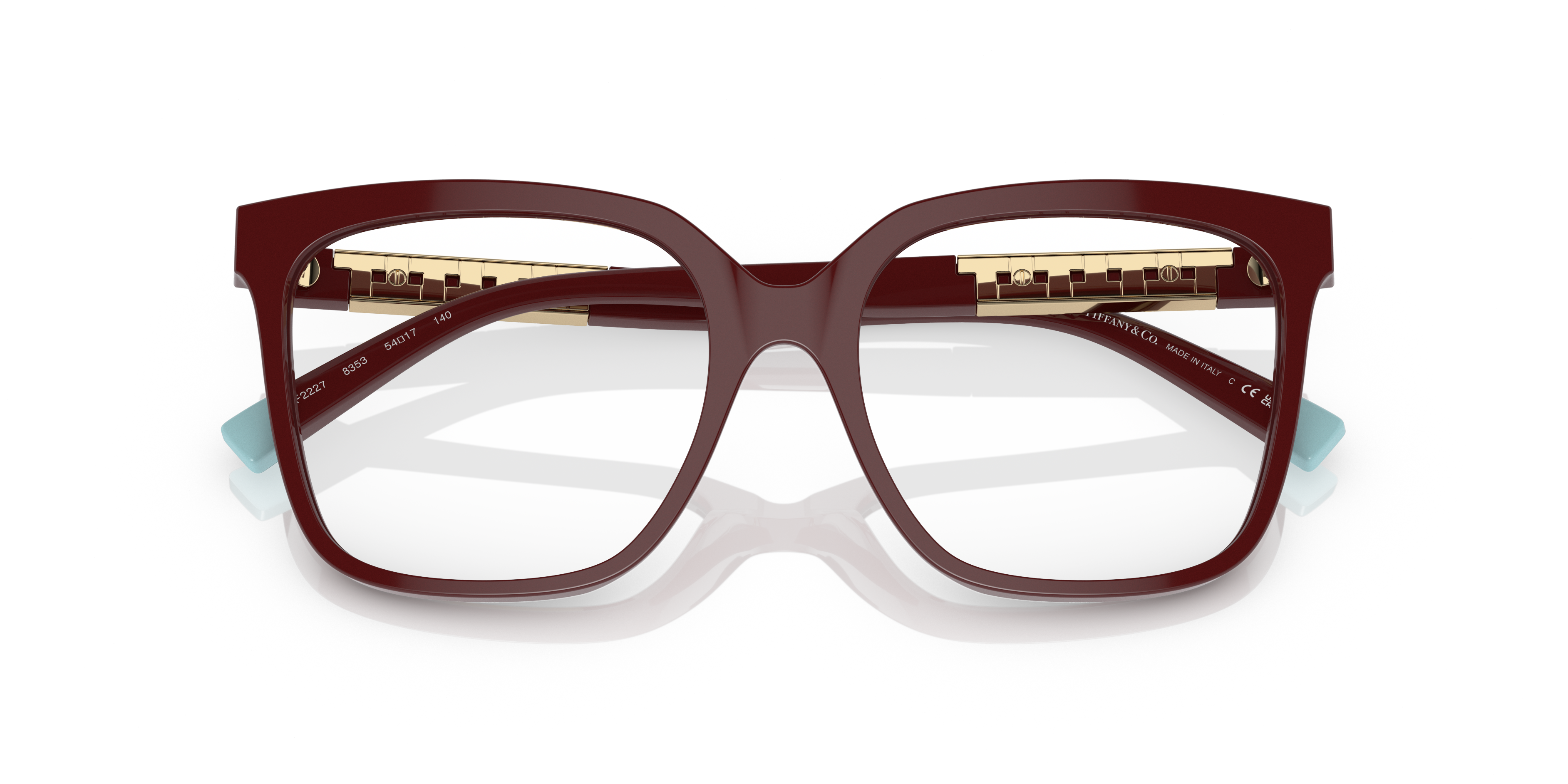Occhiali da sole Tiffany & Co. modello TF2227 neri per donna, indossati e mostrati frontalmente, con dettaglio delle aste e d