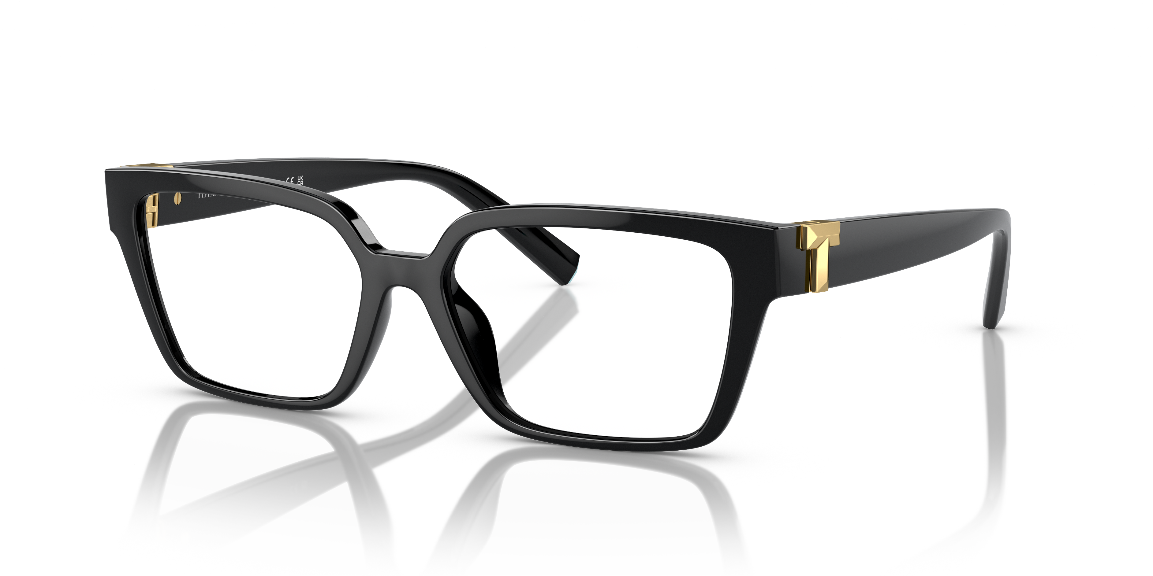 Occhiali da sole Tiffany & Co. TF2232U neri da donna con montatura cat-eye e aste decorate con il colore Tiffany Blue, su sfo