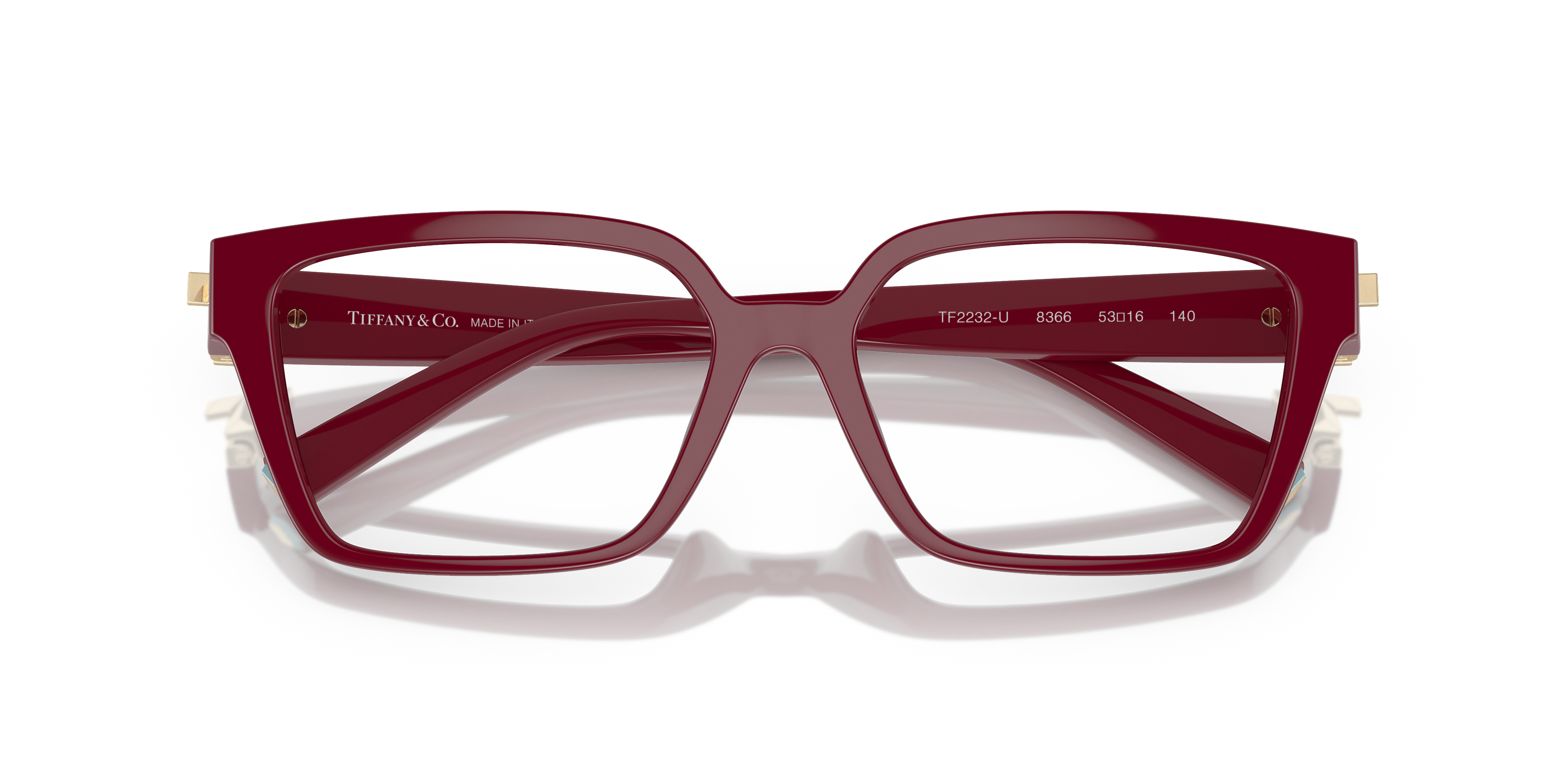 Occhiali da sole Tiffany & Co. TF2232U neri da donna con montatura cat-eye e aste decorate con il colore Tiffany Blue, su sfo