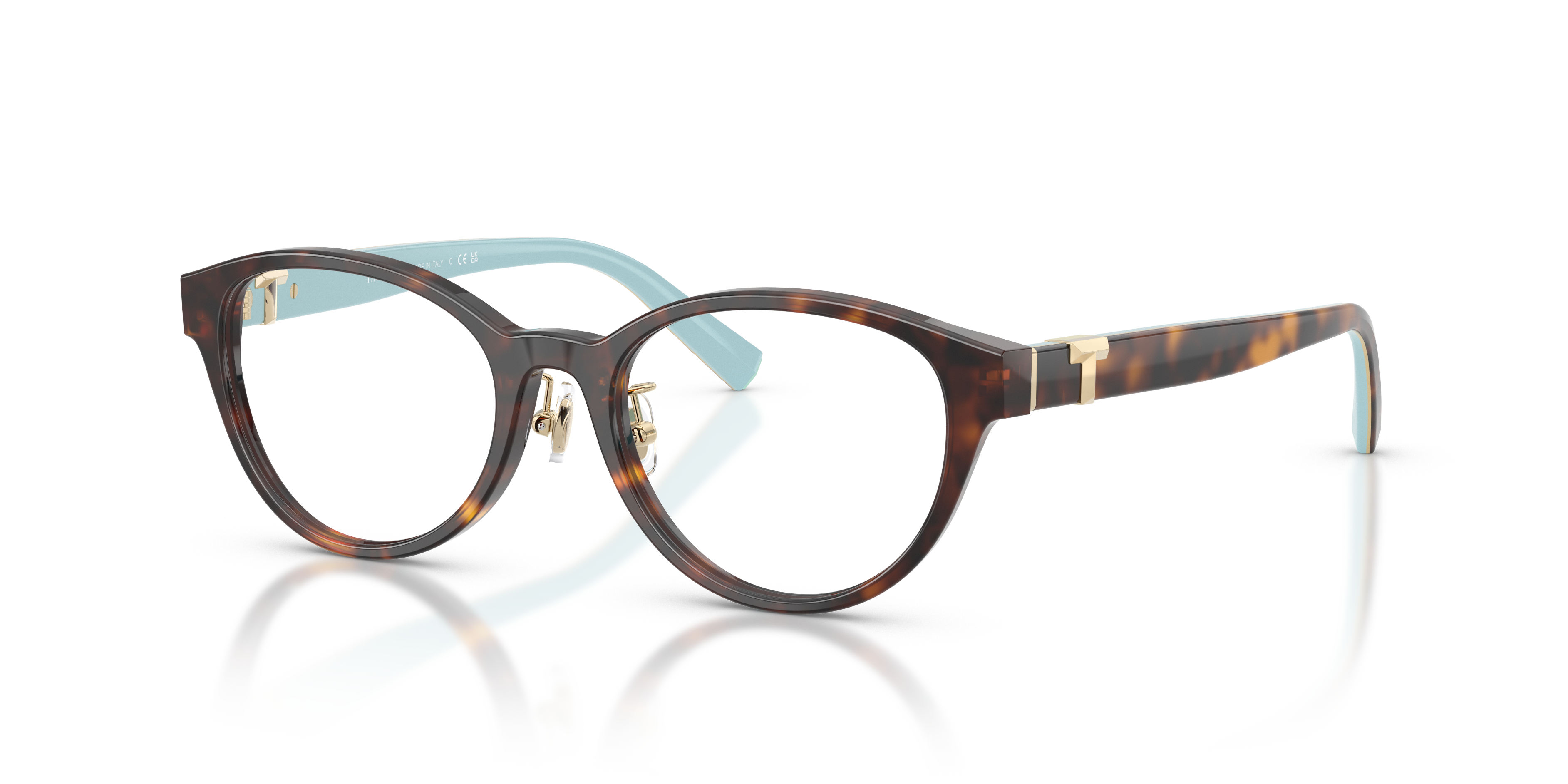 Occhiali da sole donna Tiffany & Co. modello TF2236D colore Havana con lenti scure, mostrati frontalmente su sfondo chiaro.