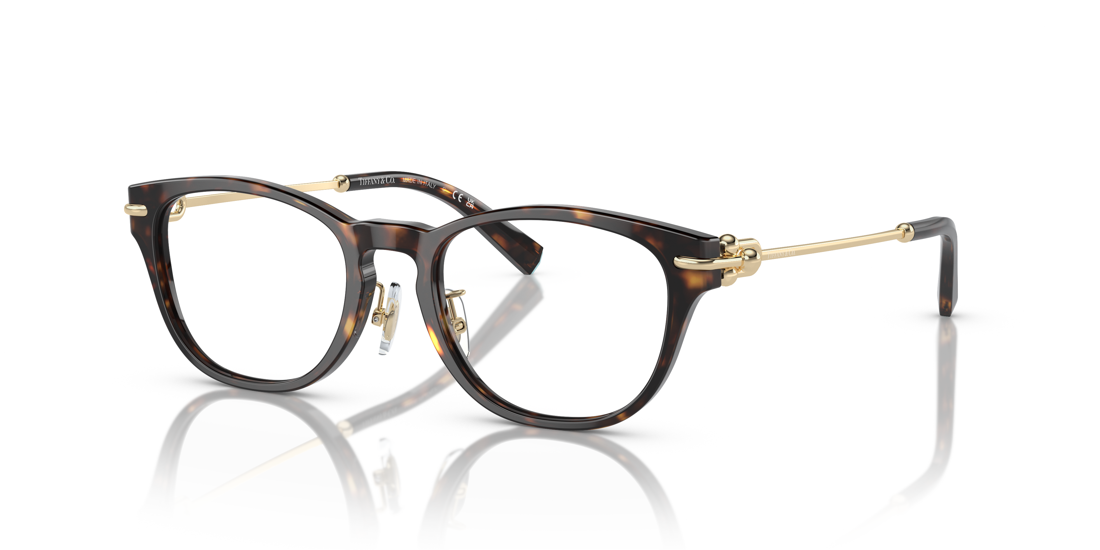 Occhiali da sole Tiffany TF2237D da donna in acetato colore Havana con lenti grigio sfumato e dettagli iconici sul lato