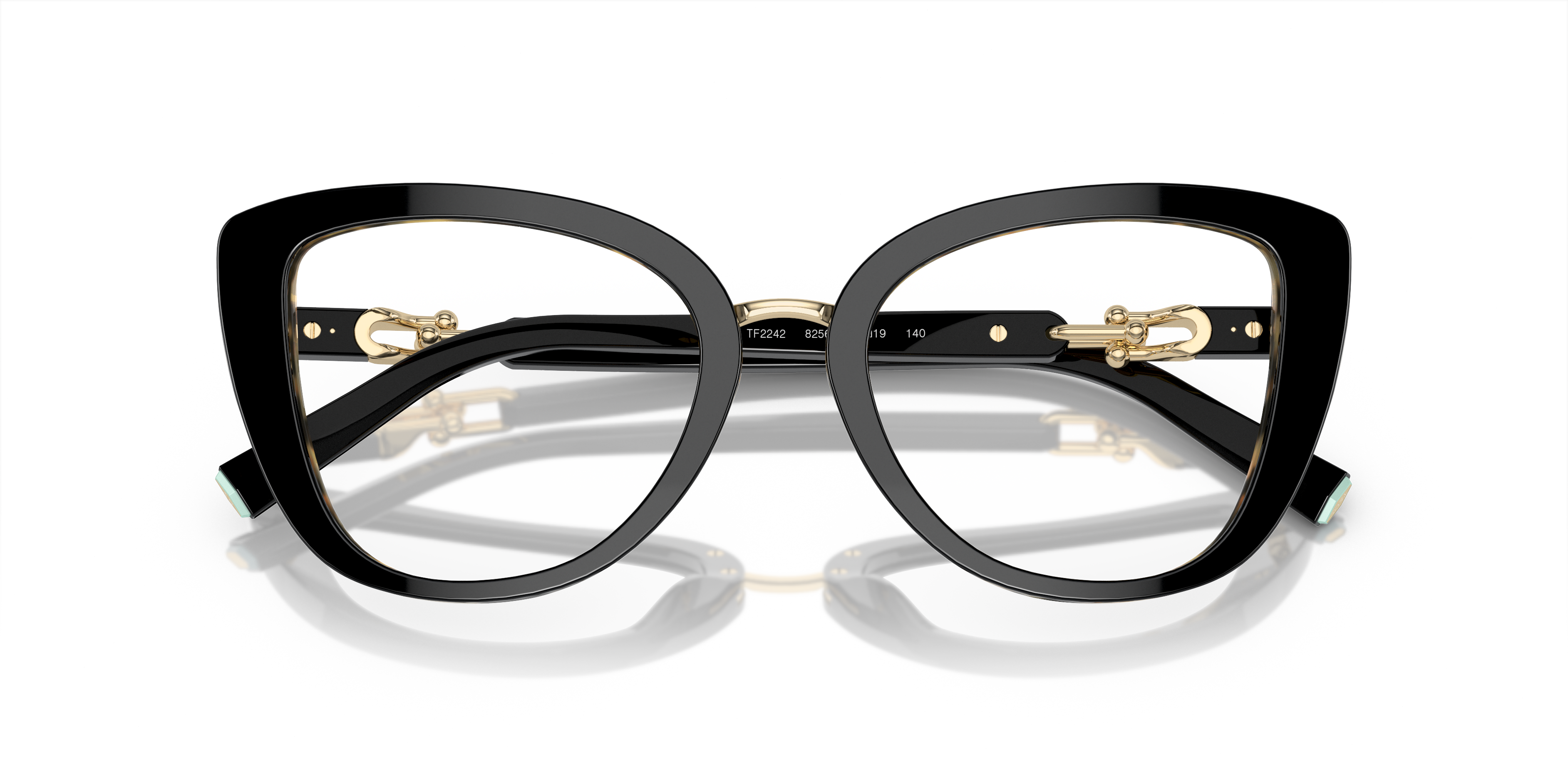 Occhiali da sole Tiffany & Co. TF2242 da donna, colorazione Black On Yellow Havana, con montatura in acetato e lenti scure, v