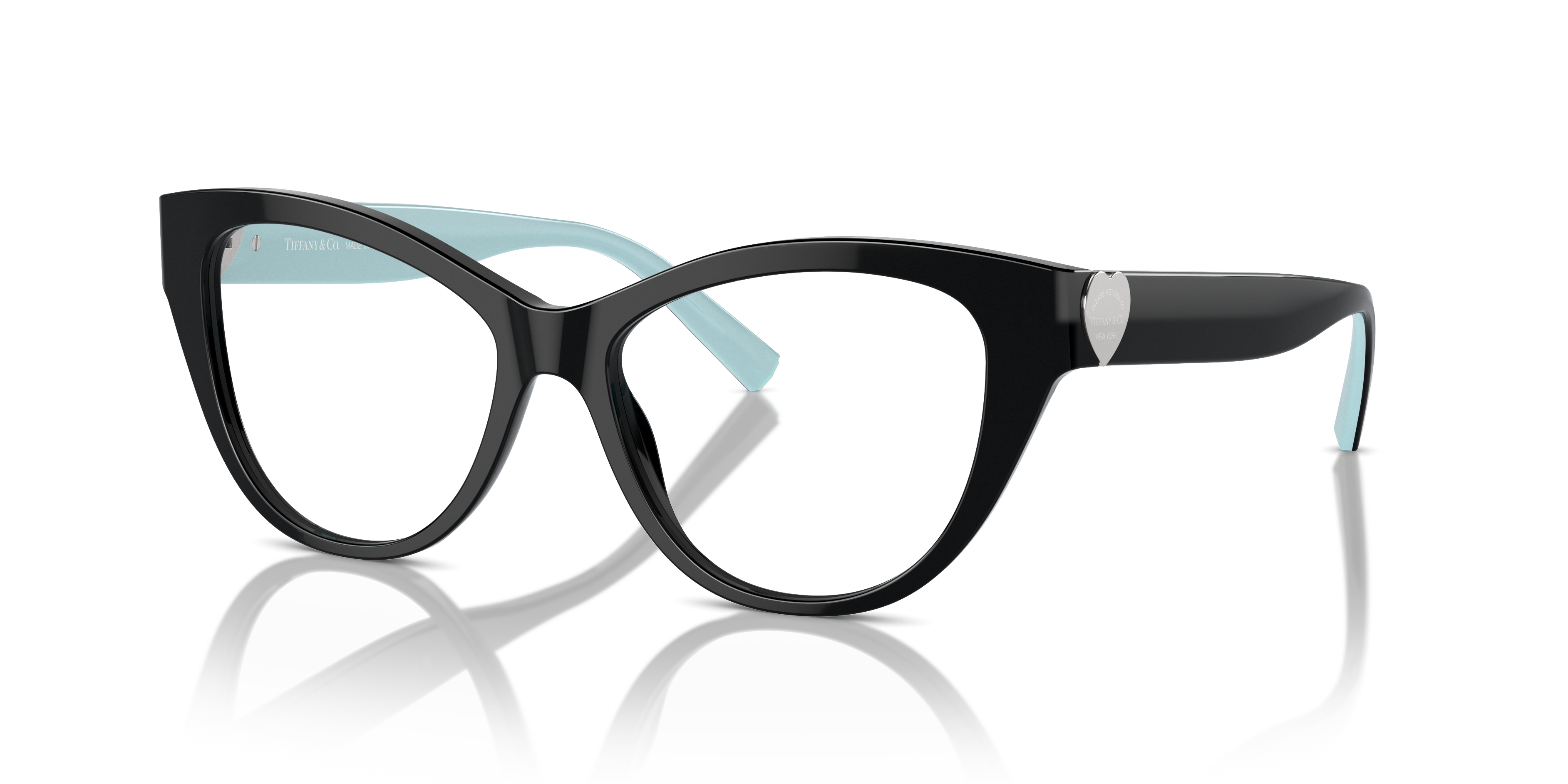 Occhiali da sole Tiffany & Co. modello TF2251 neri lucidi da donna, con lenti grigio sfumato e dettagli azzurri sulle aste, s